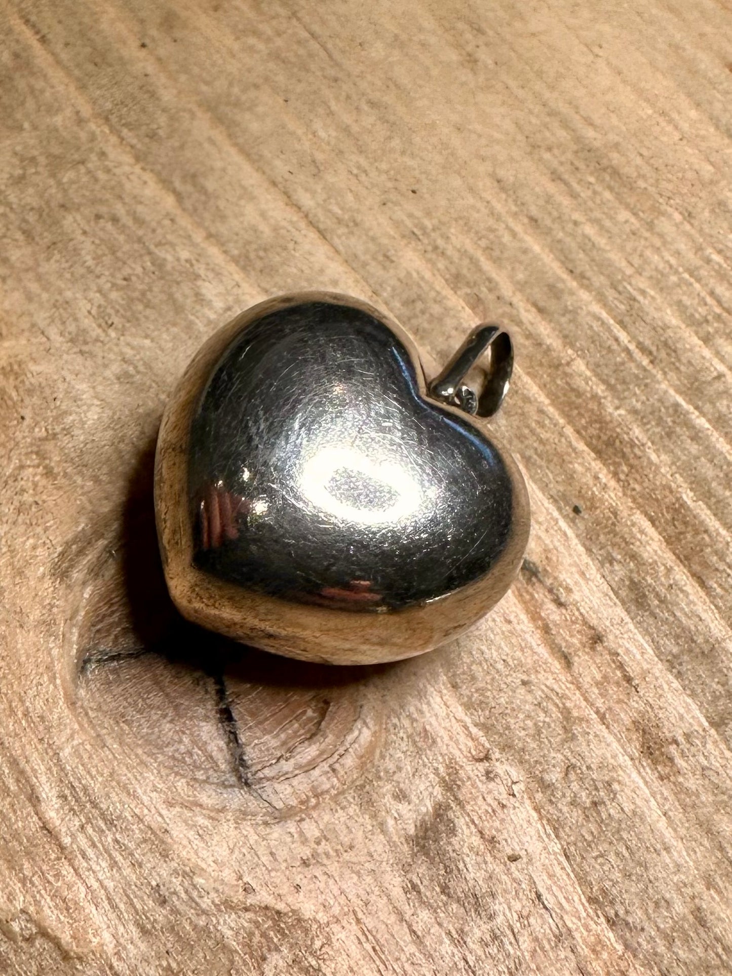 Vintage Puff Heart 925 Silver Pendant