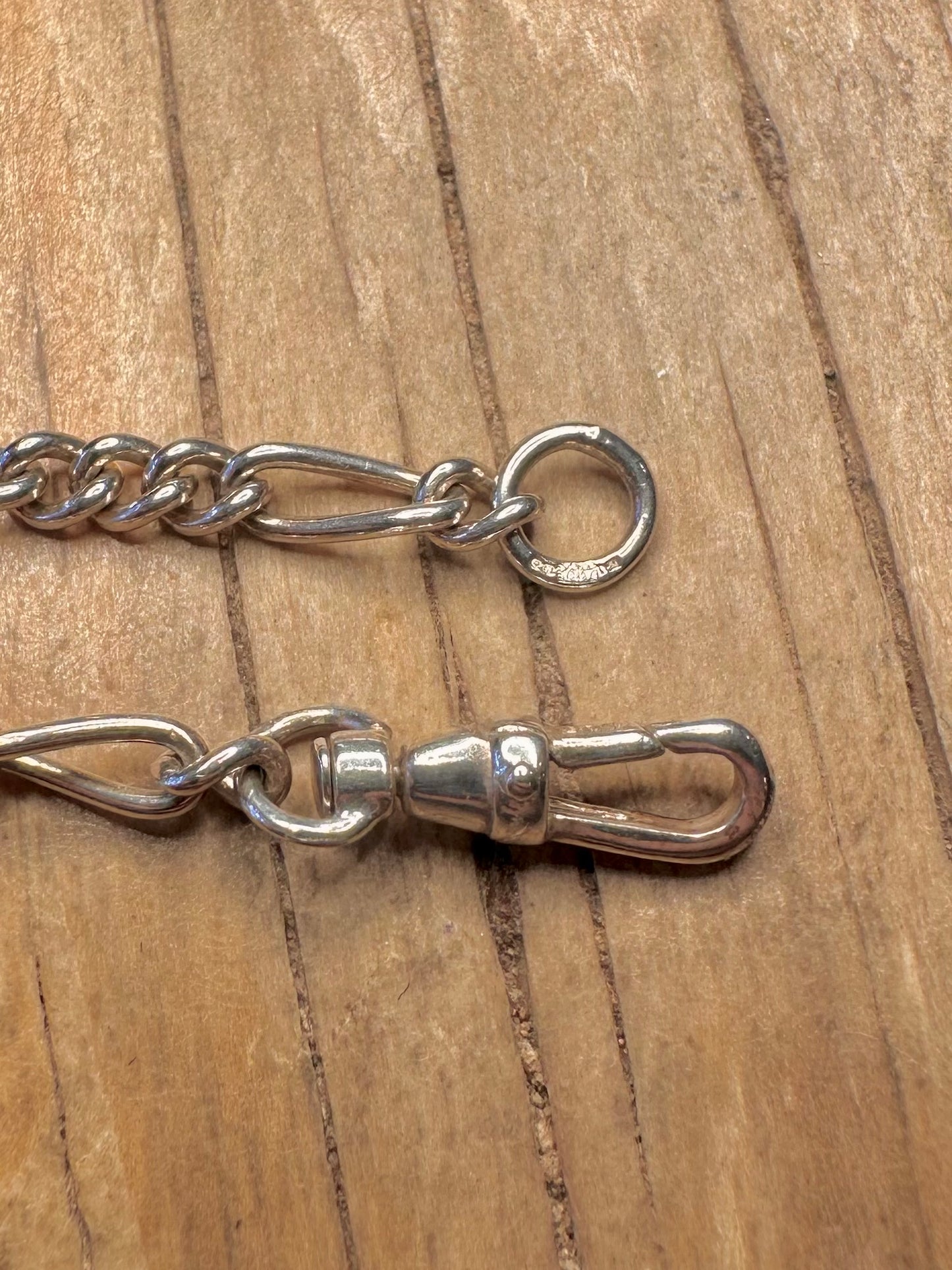 Vintage Albert Chain Figaro 925 Sterling Silver 18.5 inch Necklace