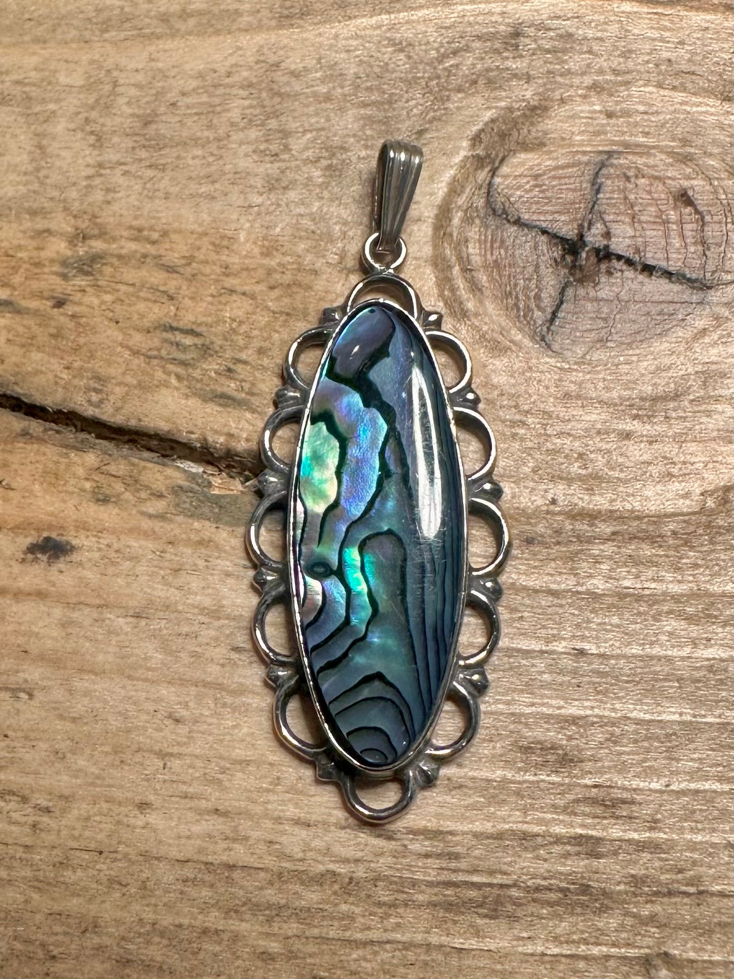 Vintage Abalone 925 Silver Pendant