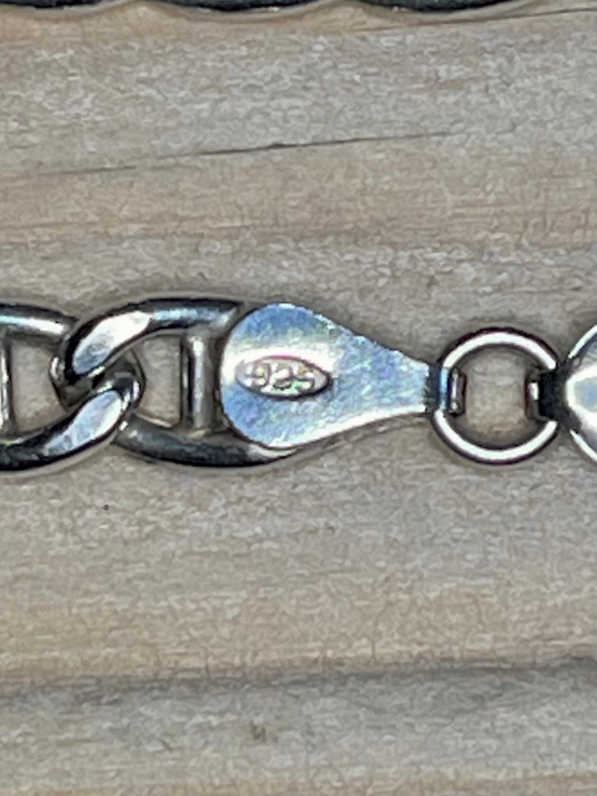 Flat Anchor Marine Link 925 Sterling Silver 7.5 inch Bracelet