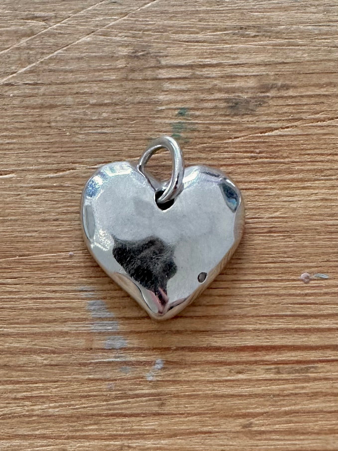 Modern Diamond Hammered Heart 925 Silver Pendant