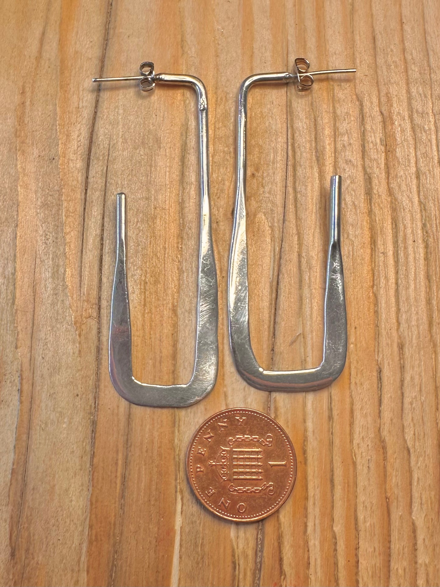Abstract Rectangle Hoop 925 Sterling Silver Earrings