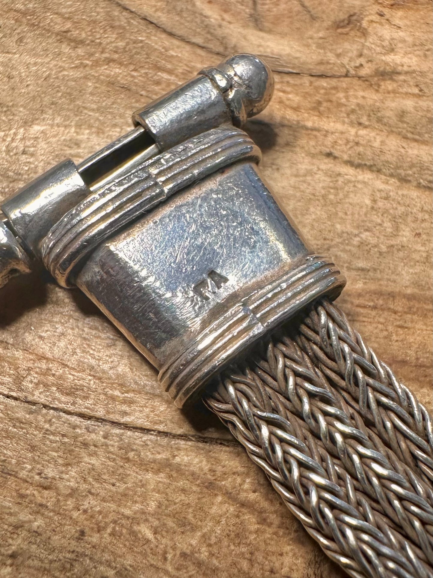 Vintage Rajasthan Foxtail 925 Silver Bar Clasp Bracelet