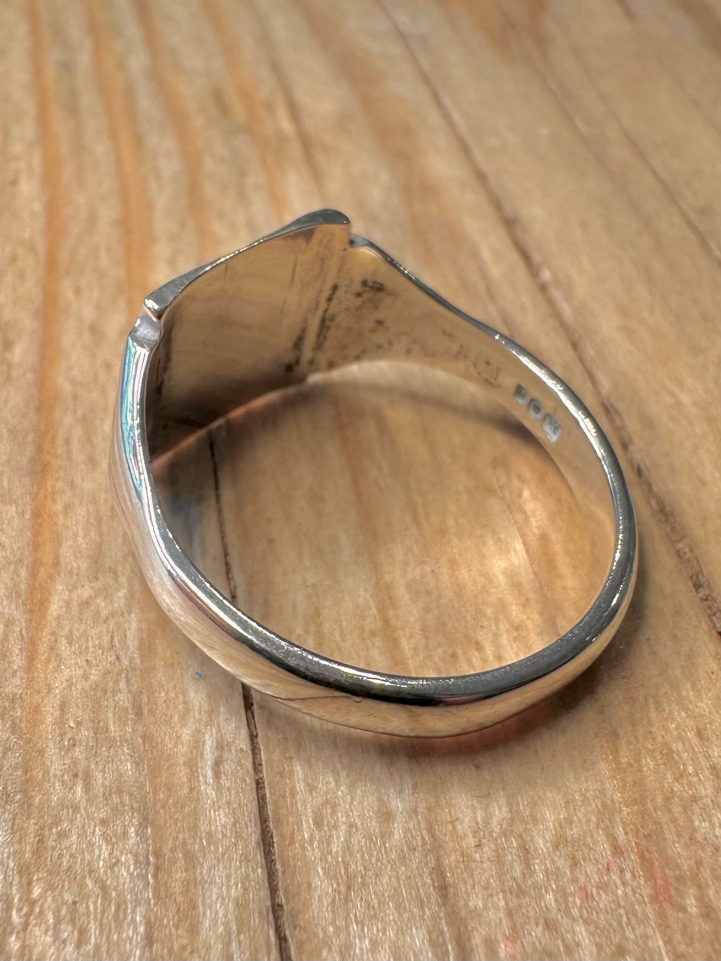 Vintage 1975 Textured Signet 925 Sterling Silver Size U1/2 Ring