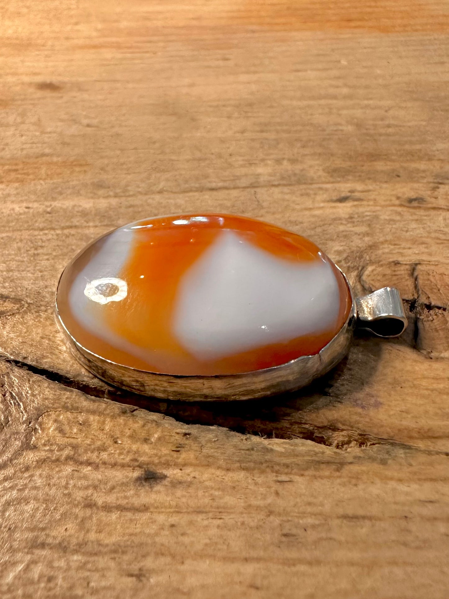 Handmade Rose Gold Agate 925 Silver Pendant