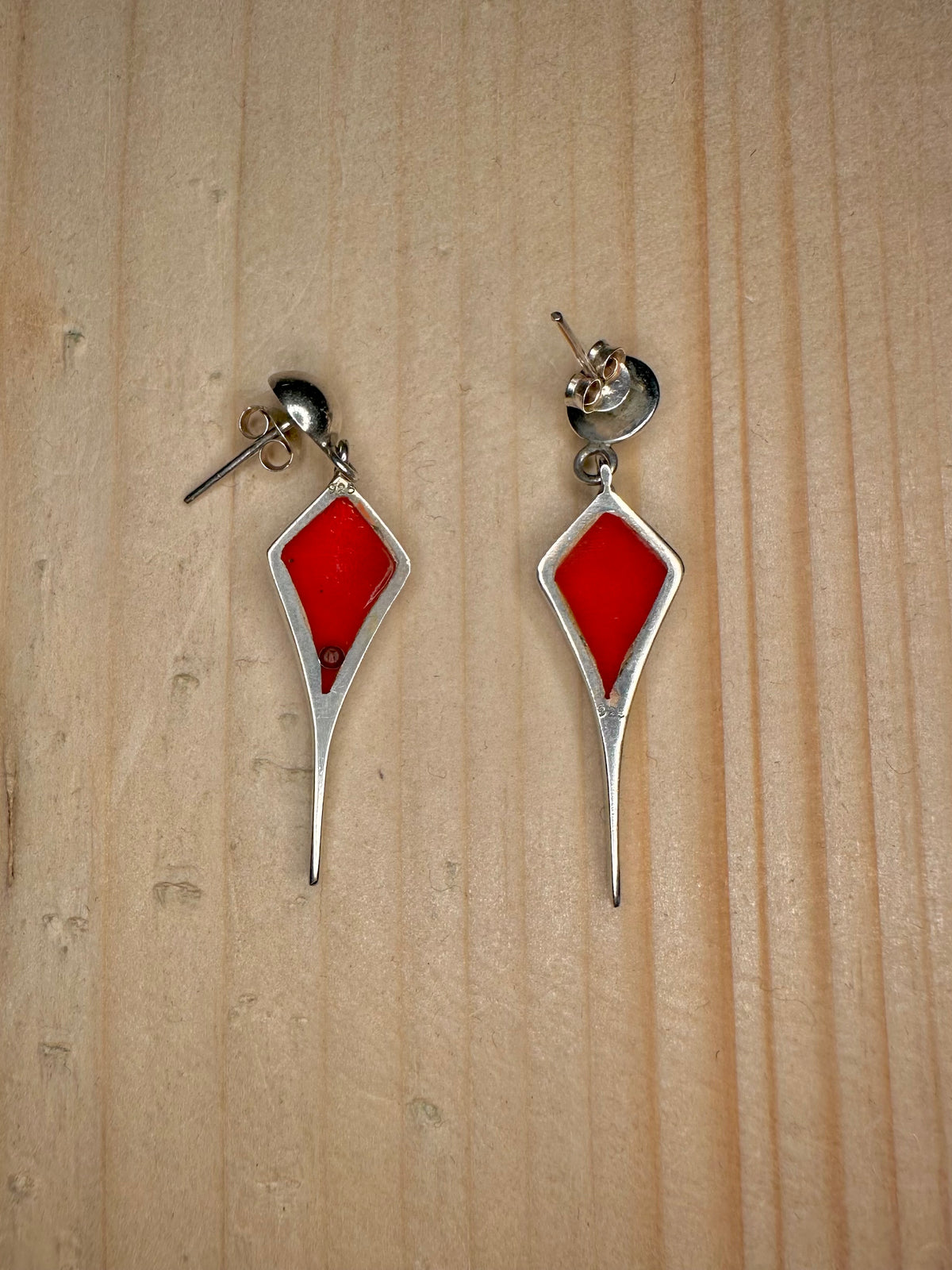 Red Coral Kite 925 Sterling Silver Earrings