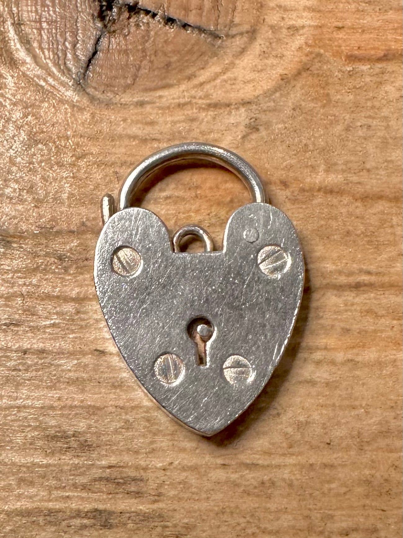 Vintage Heart Padlock 925 Silver Pendant