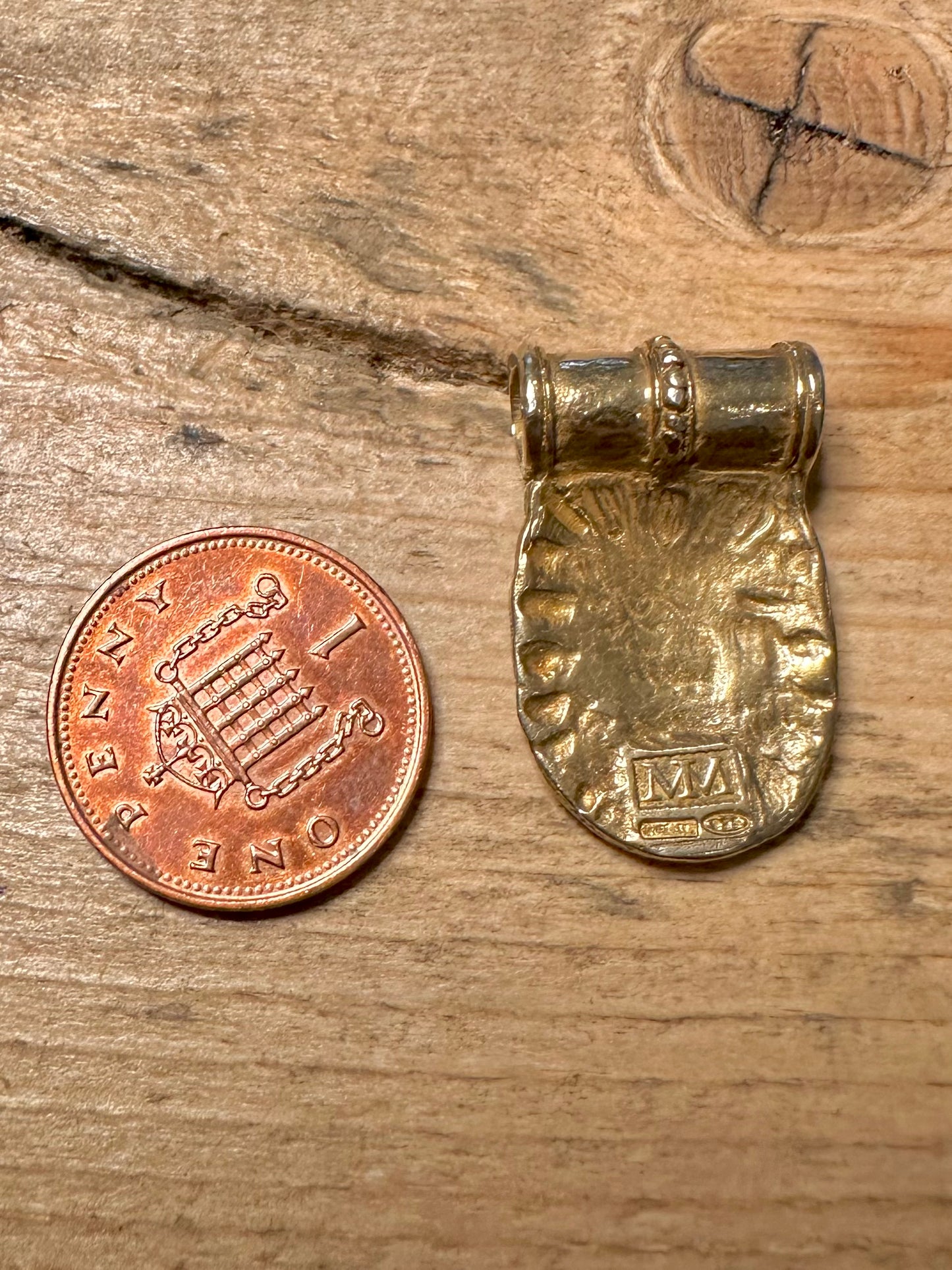 Vintage Face Gold on 925 Silver Pendant
