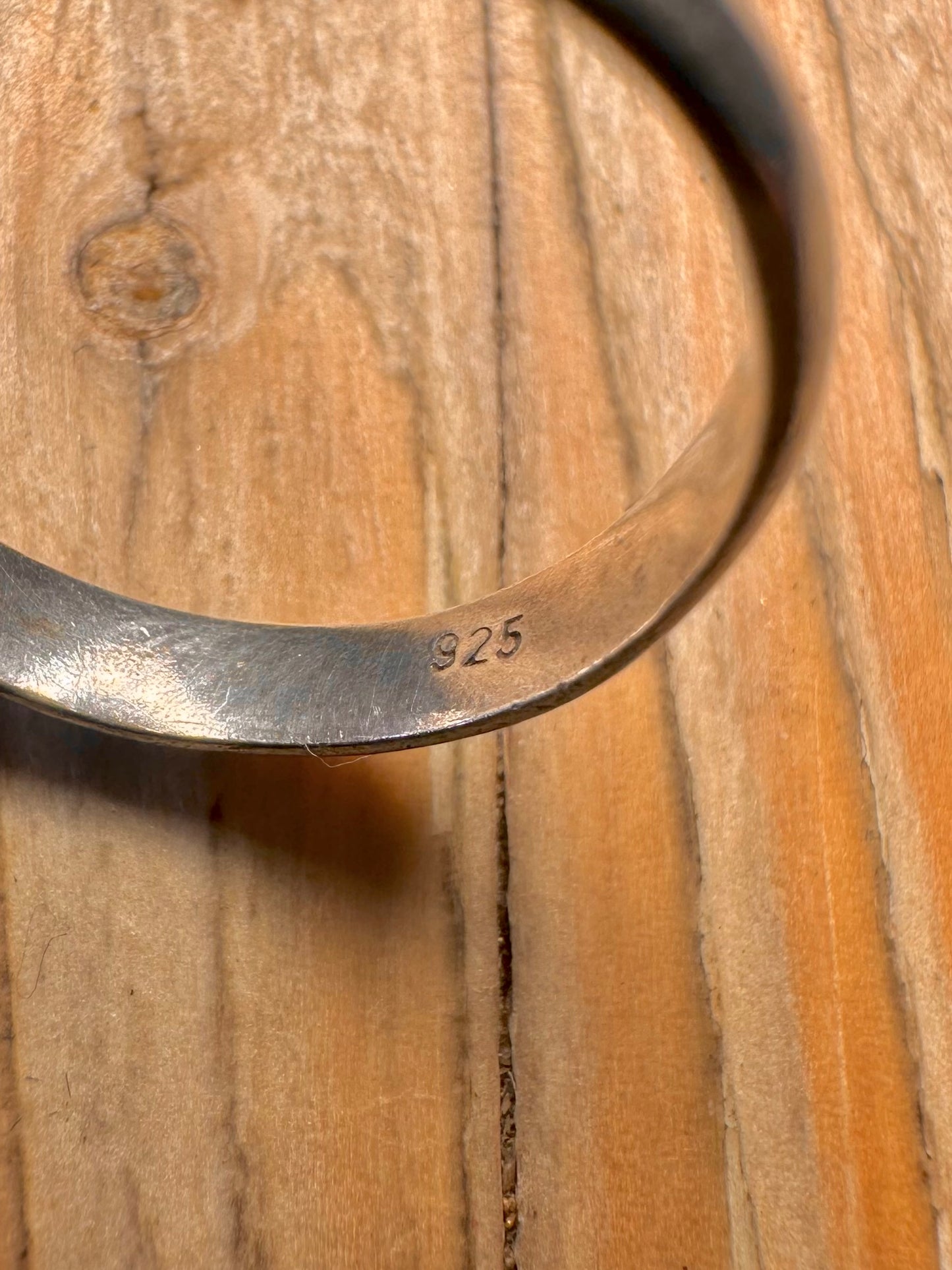 Vintage Flower Chain Blue Stone 925 Sterling Silver Size P 7 inch Ring Bracelet