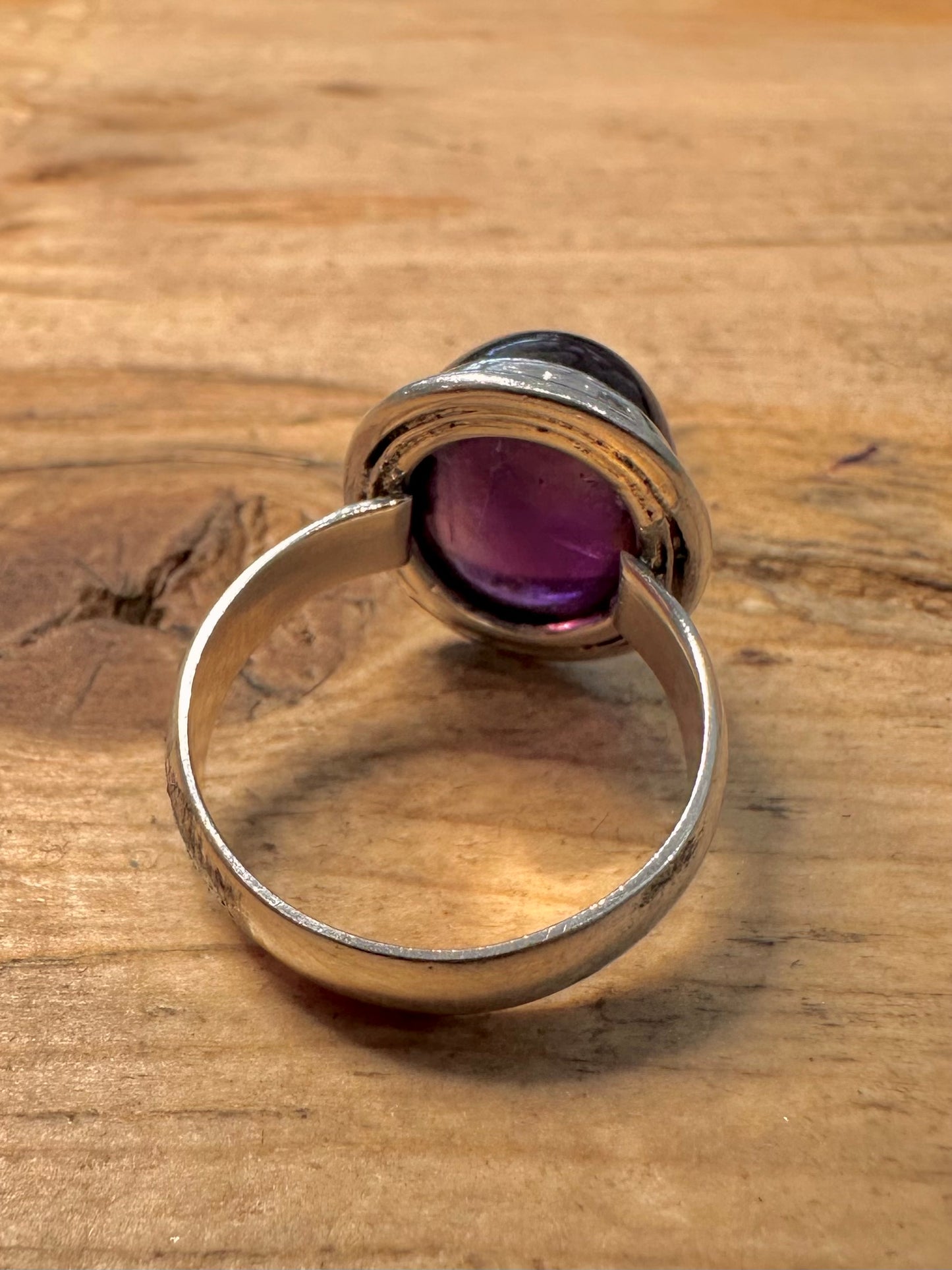 Vintage Amethyst Oval 925 Silver Size Q Ring