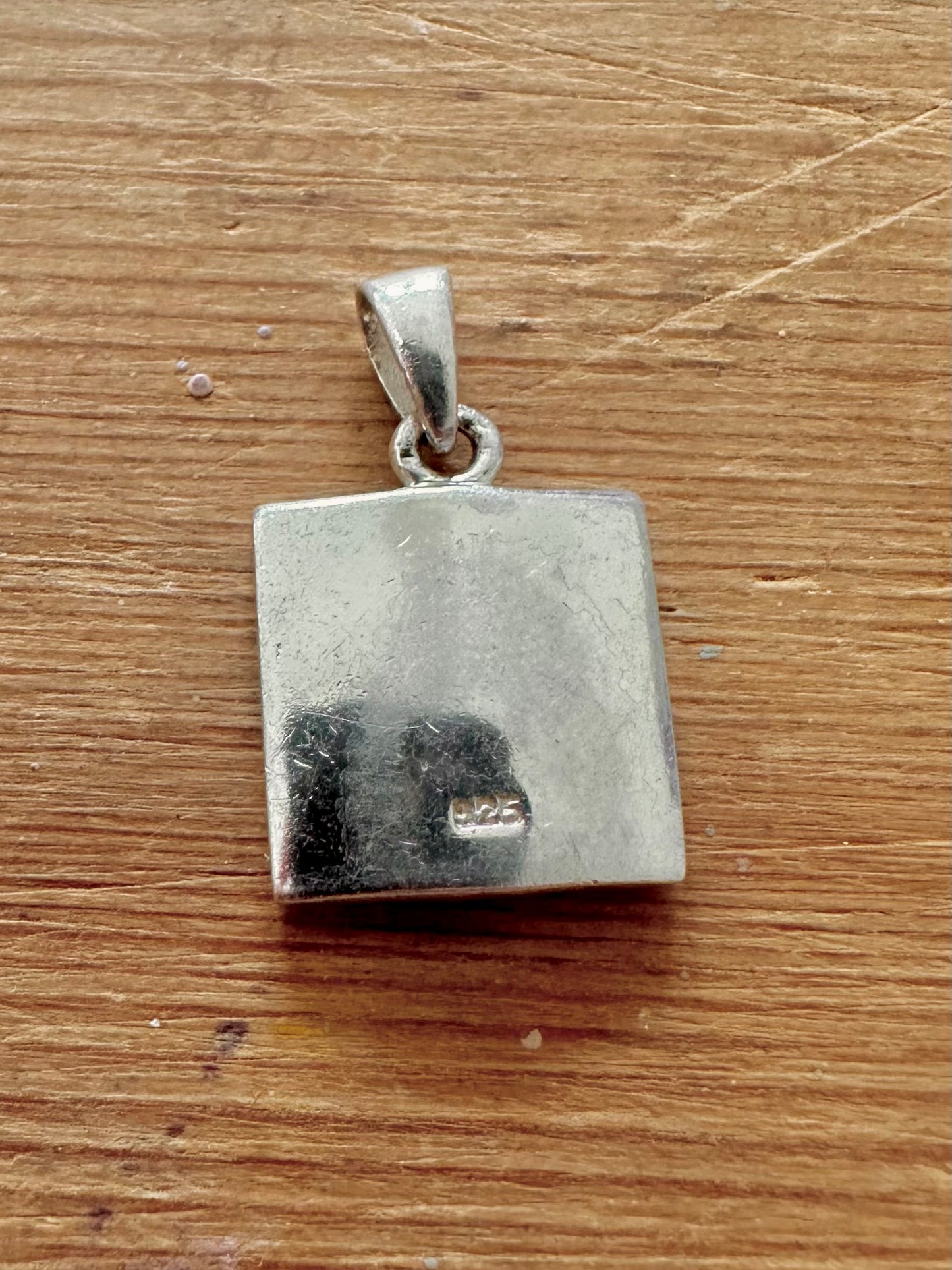Modern Mother of Pearl Square 925 Silver Pendant