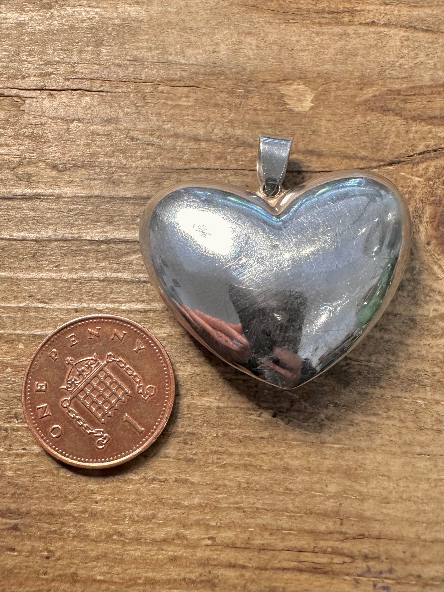 Modern Chunky Puff Heart 925 Silver Pendant