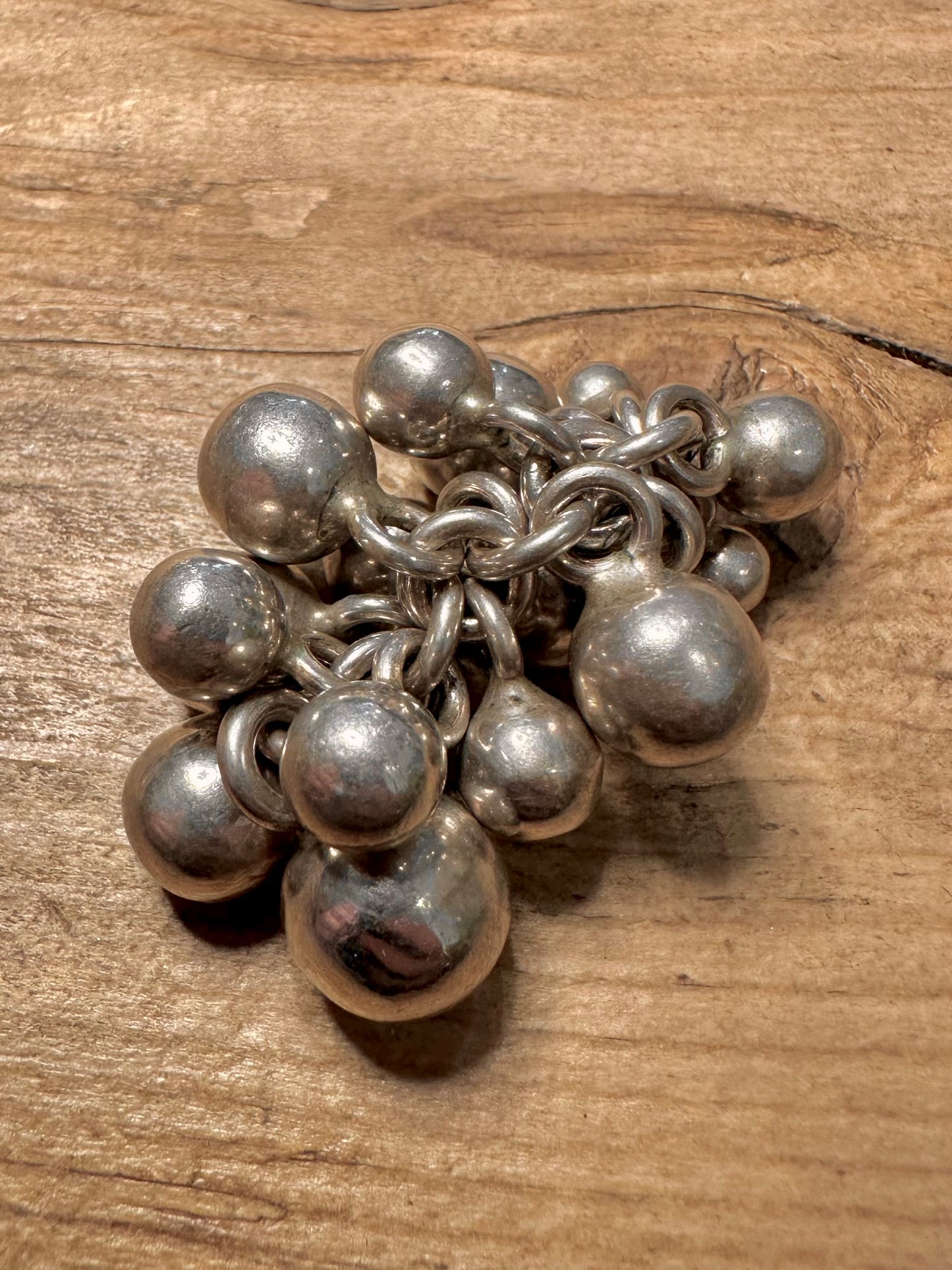 Abstract Handmade Heavy Ball Grape 925 Silver Pendant