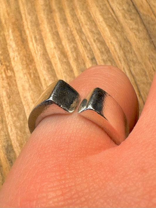 Abstract Box End 925 Sterling Silver Size N Ring