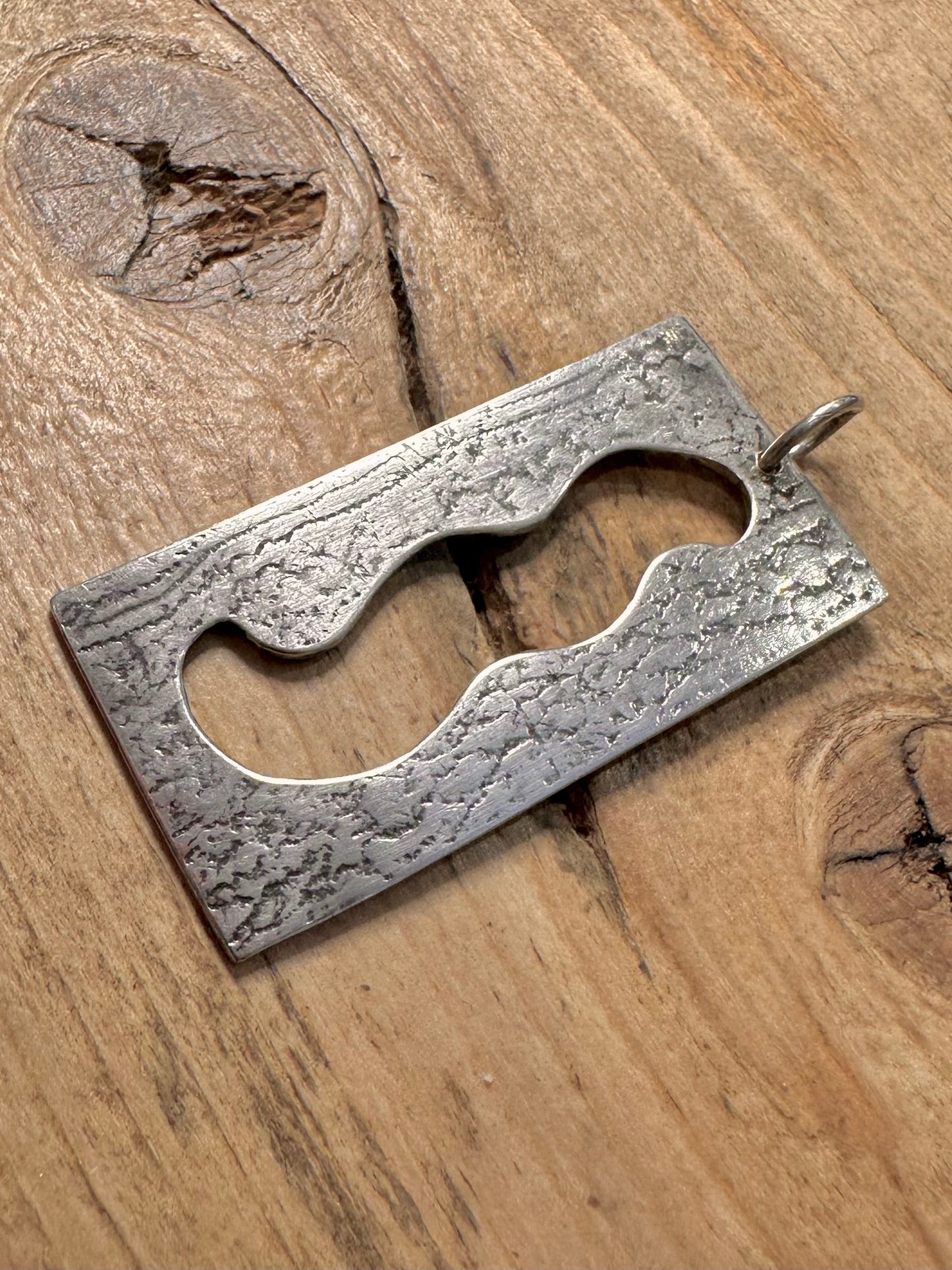 Abstract Textured Rectangle 925 Silver Pendant