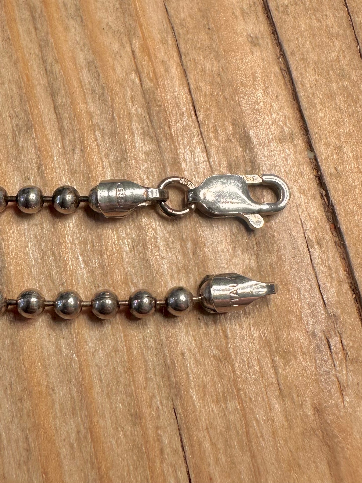 Vintage Ball Chain Italy 925 Sterling Silver 20 inch Necklace