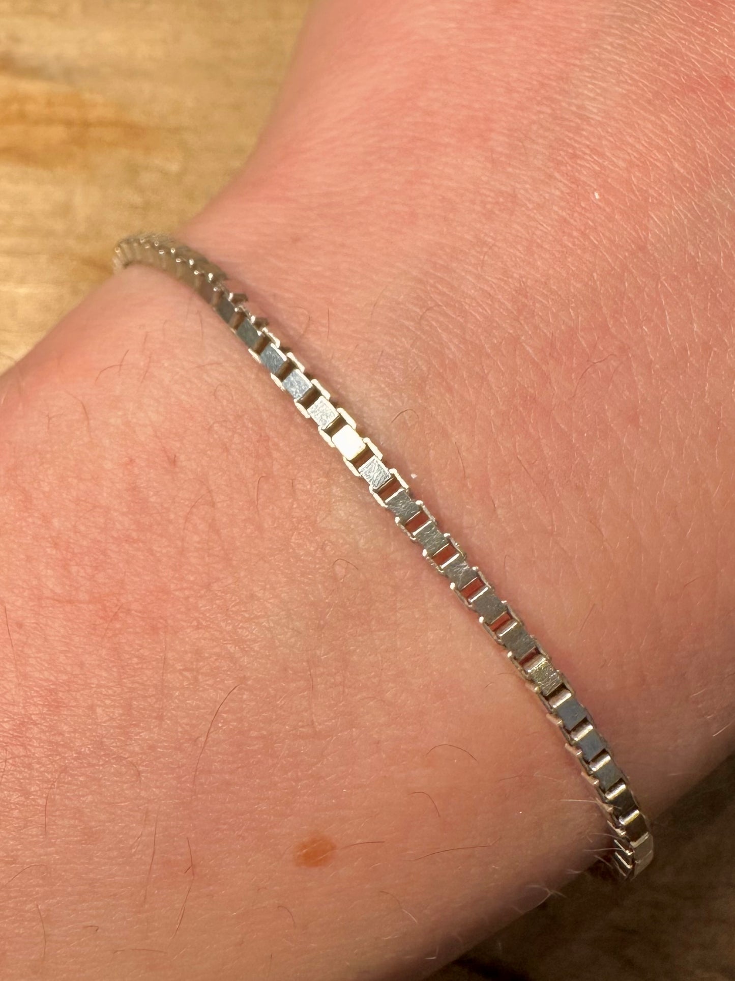 Vintage Box Chain 925 Silver 7.5 inch Bracelet