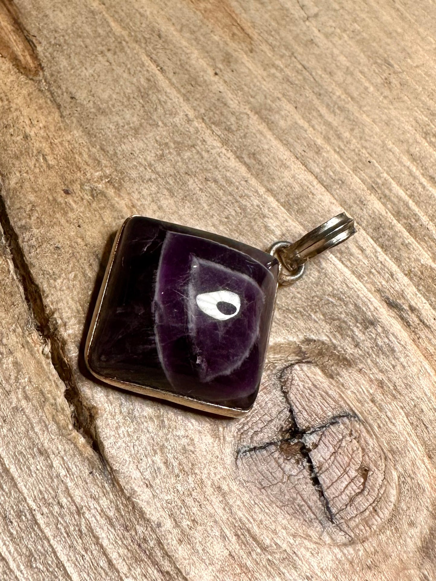 Vintage Square Amethyst 925 Silver Pendant