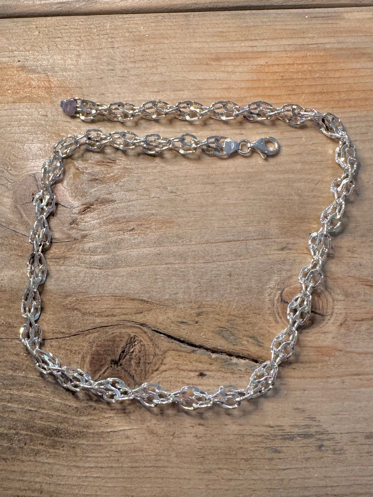 Abstract Unique Link Italy 925 Silver 17 inch Necklace