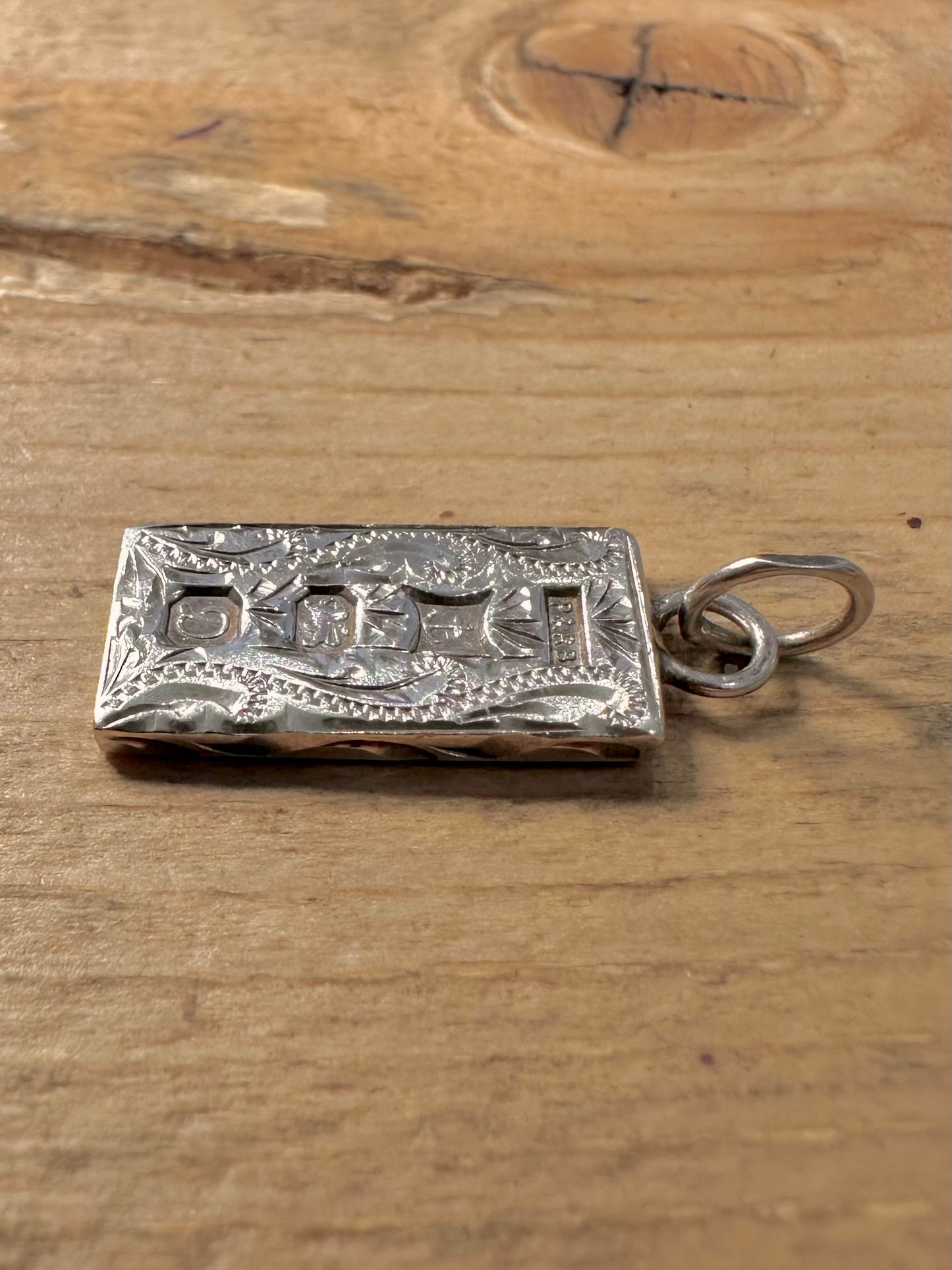 Vintage 1978 Engraved Ingot 925 Silver Birmingham Pendant