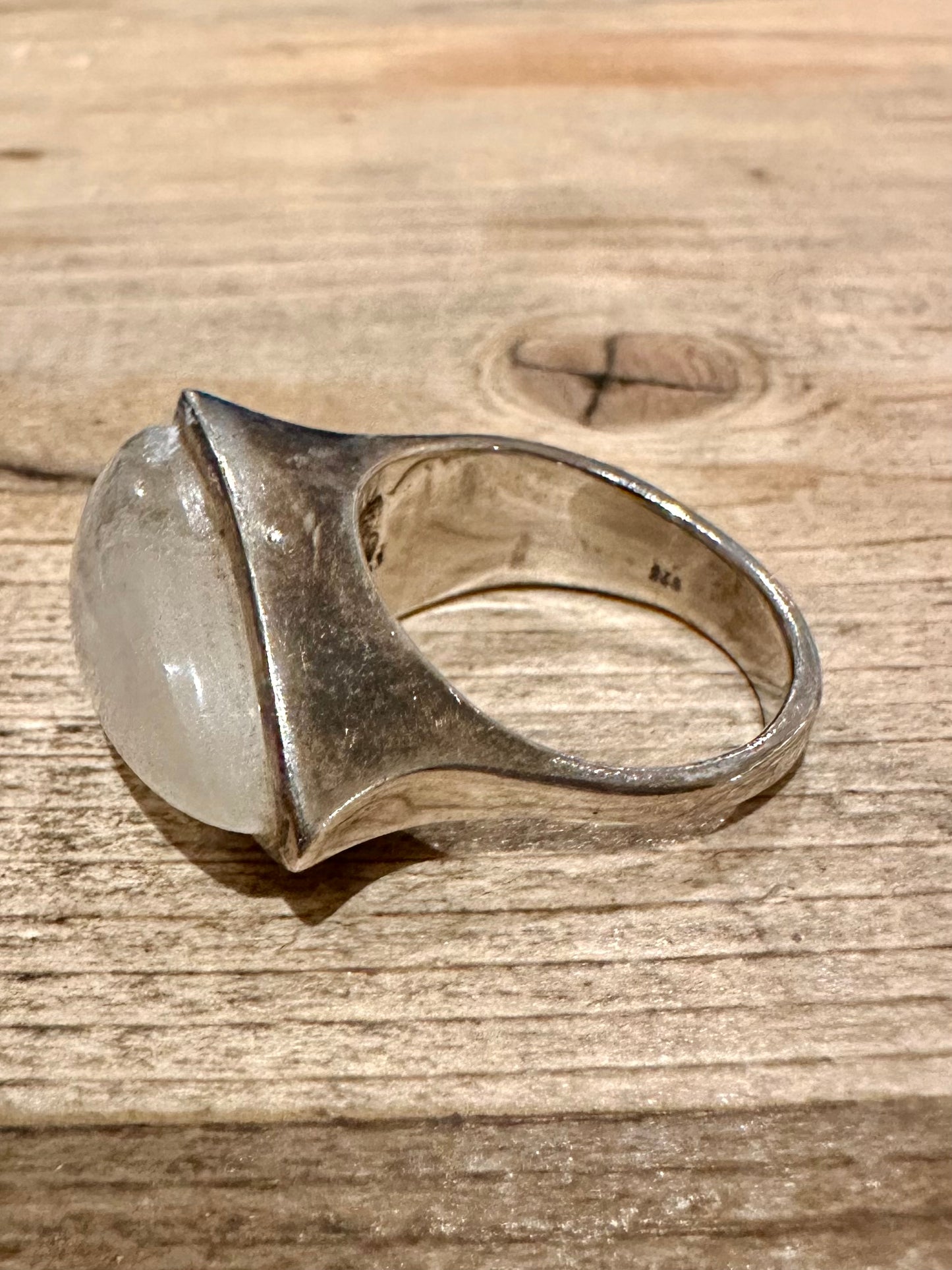 Abstract Moonstone Shape 925 Silver Size V Ring