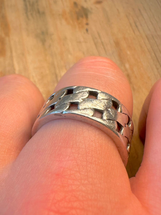Chain Link Style Band 925 Sterling Silver Size S1/2 Ring