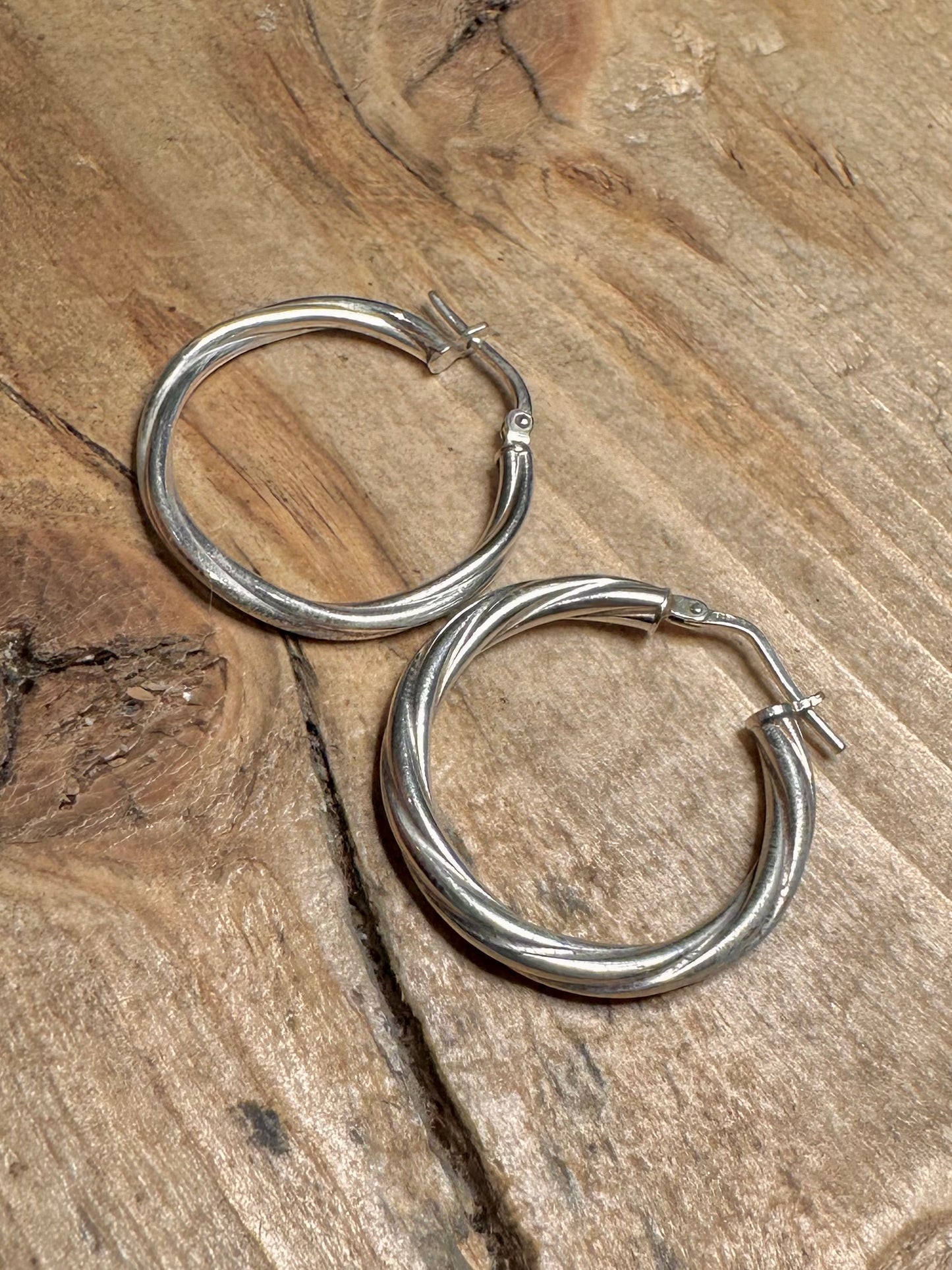Vintage Twisted Hoops Italy 925 Silver Earrings