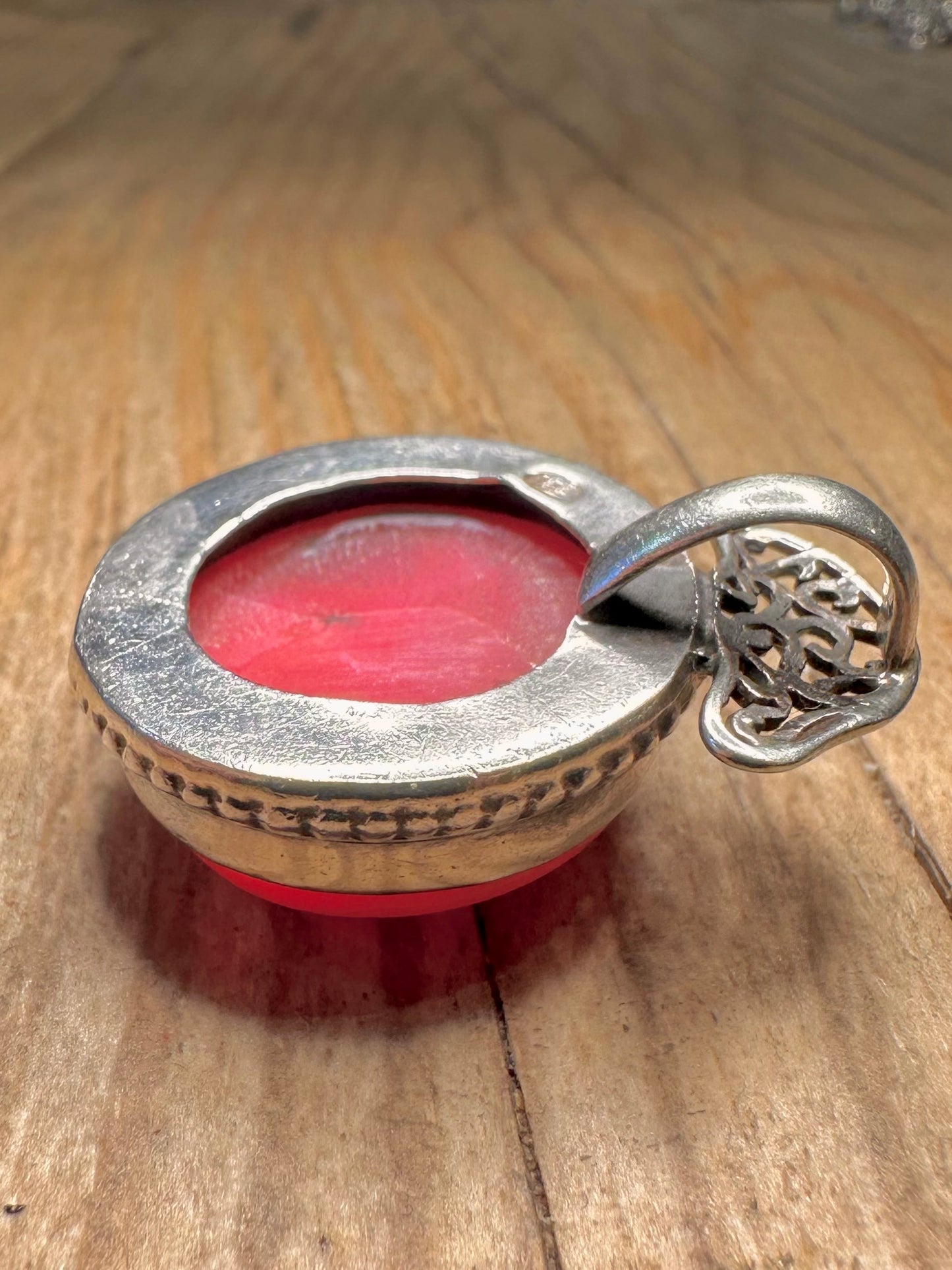 Abstract Pink Druzy Wavy 925 Sterling Silver Pendant