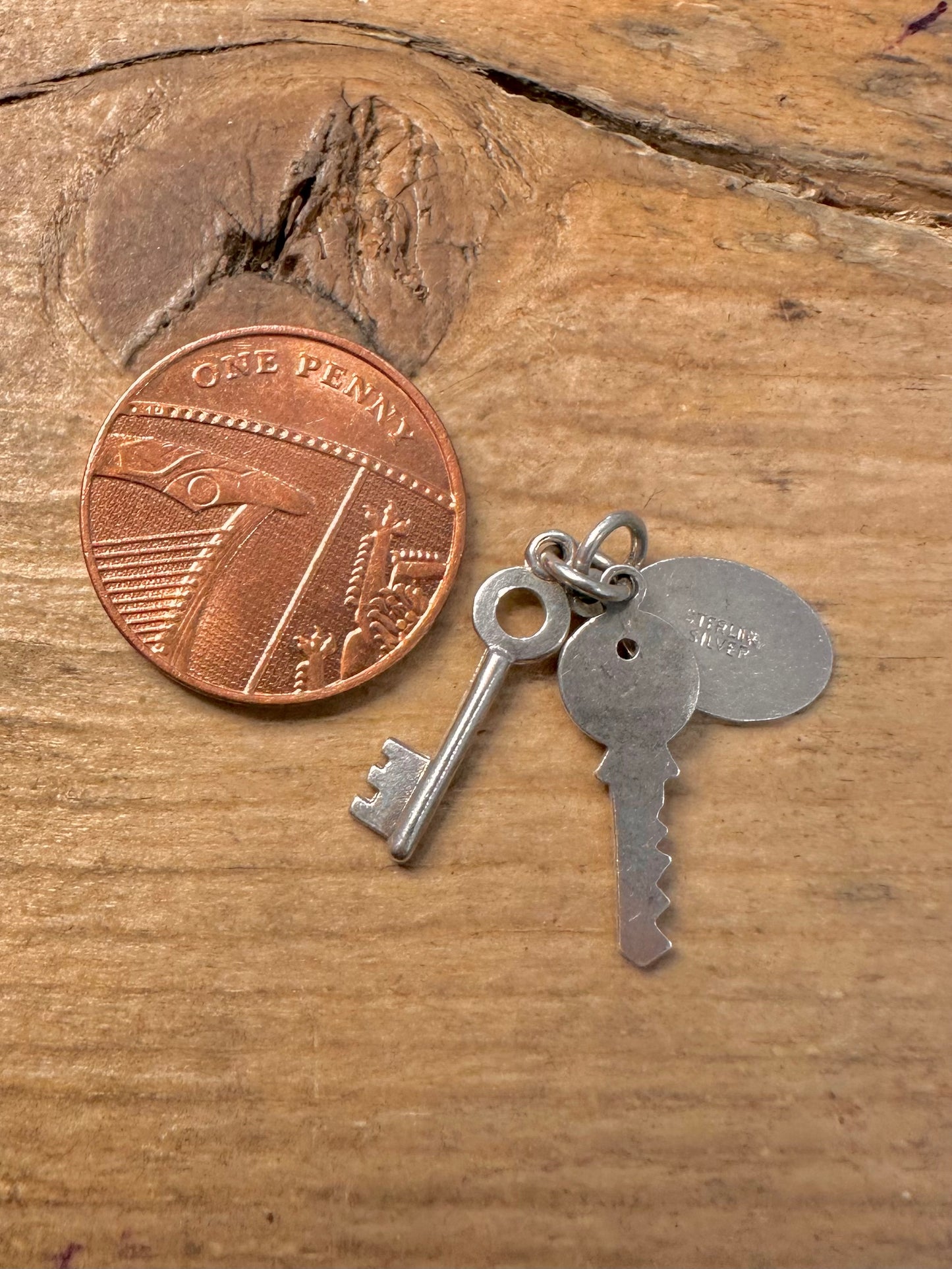 Vintage Set of Keys 925 Silver Charm Pendant