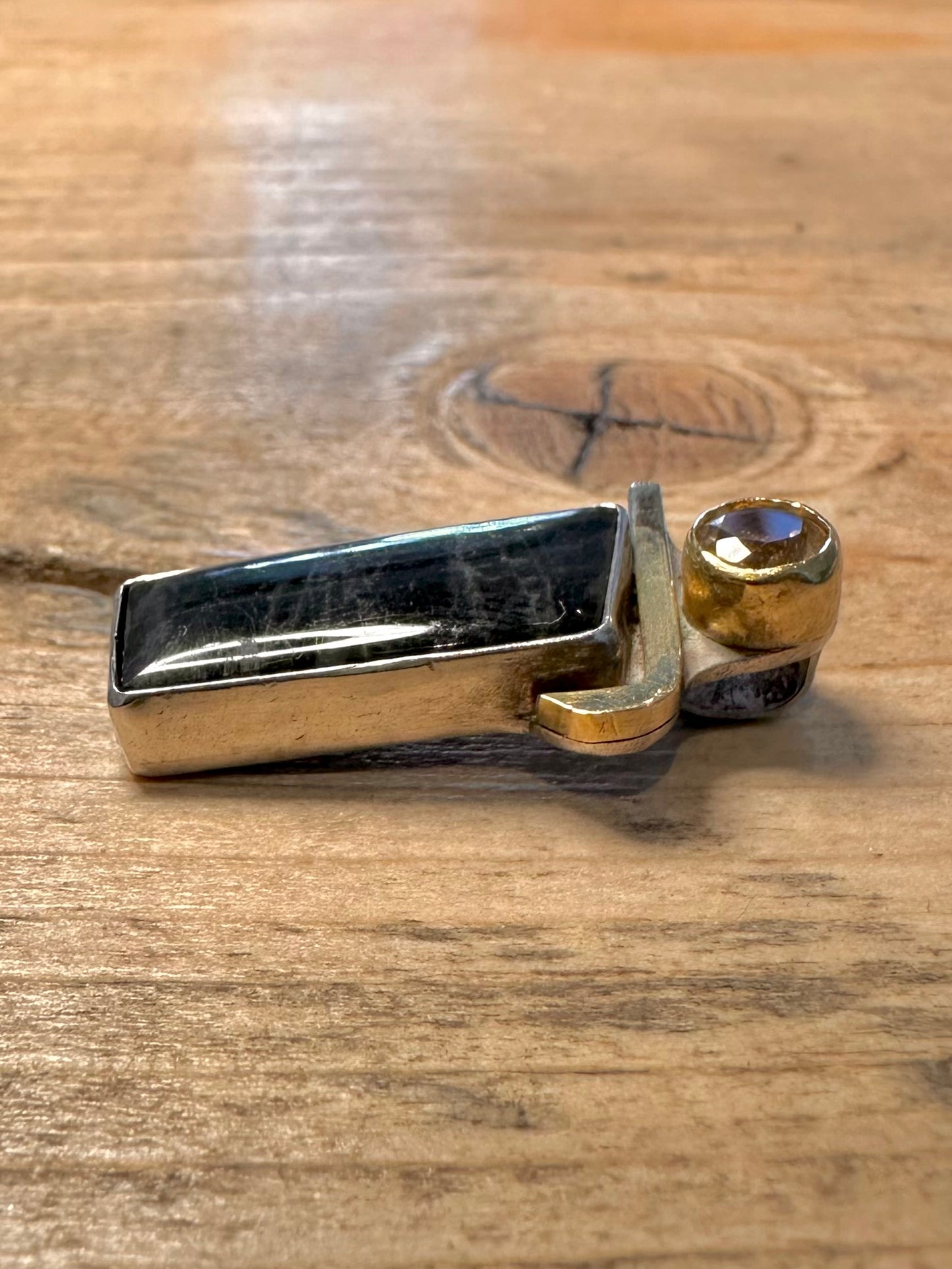 Handmade Labradorite Citrine Gold and 925 Silver Pendant