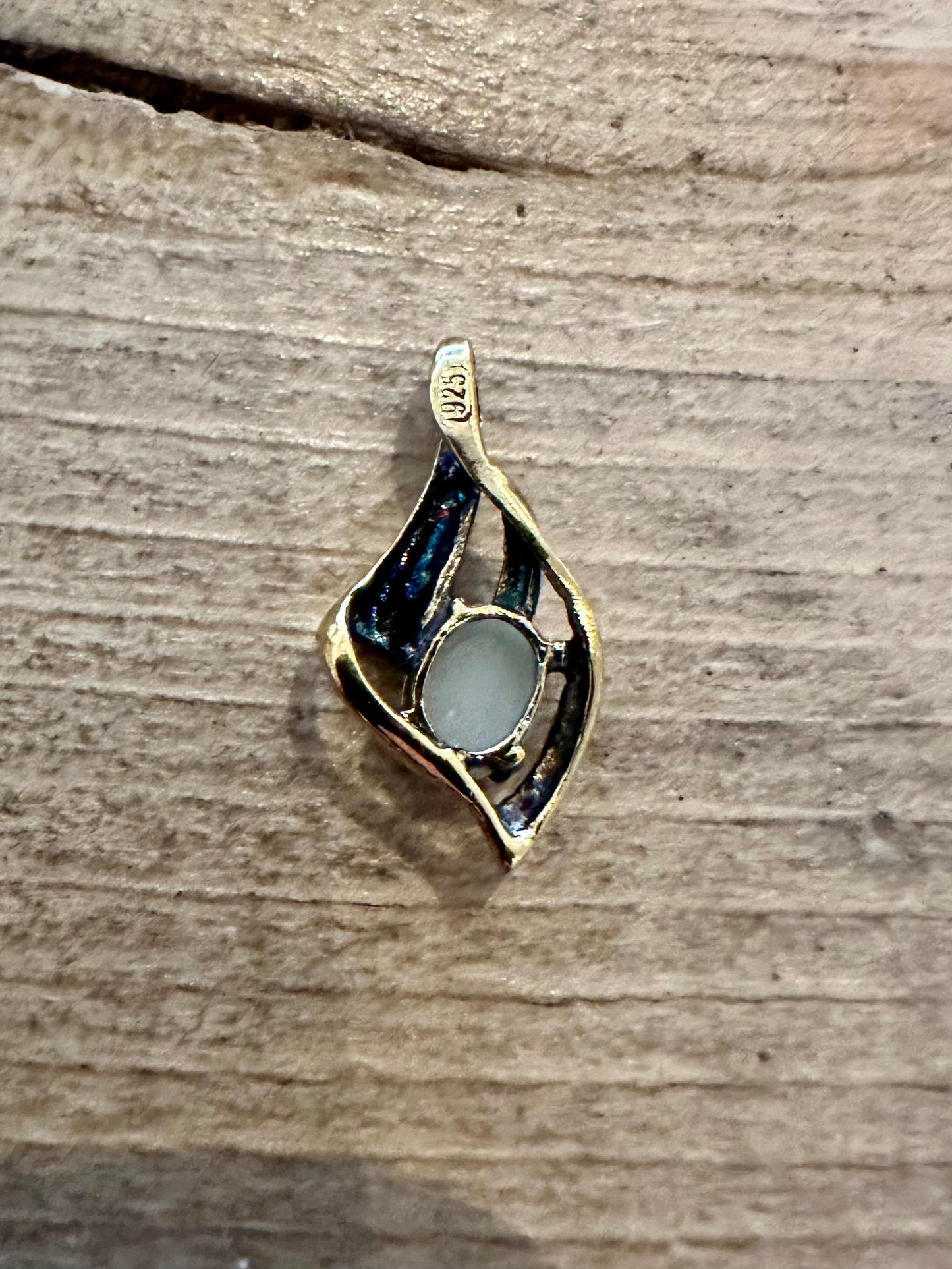 Vintage Opal Gold on 925 Silver Pendant