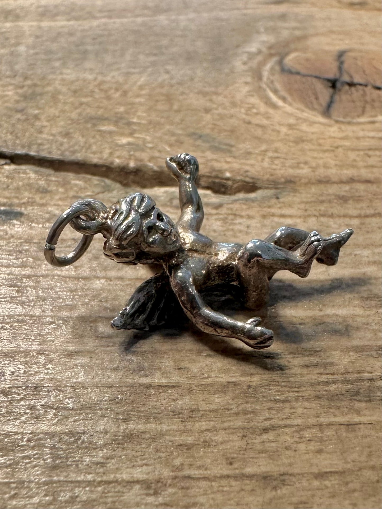 Vintage Cherub 925 Silver Charm Pendant