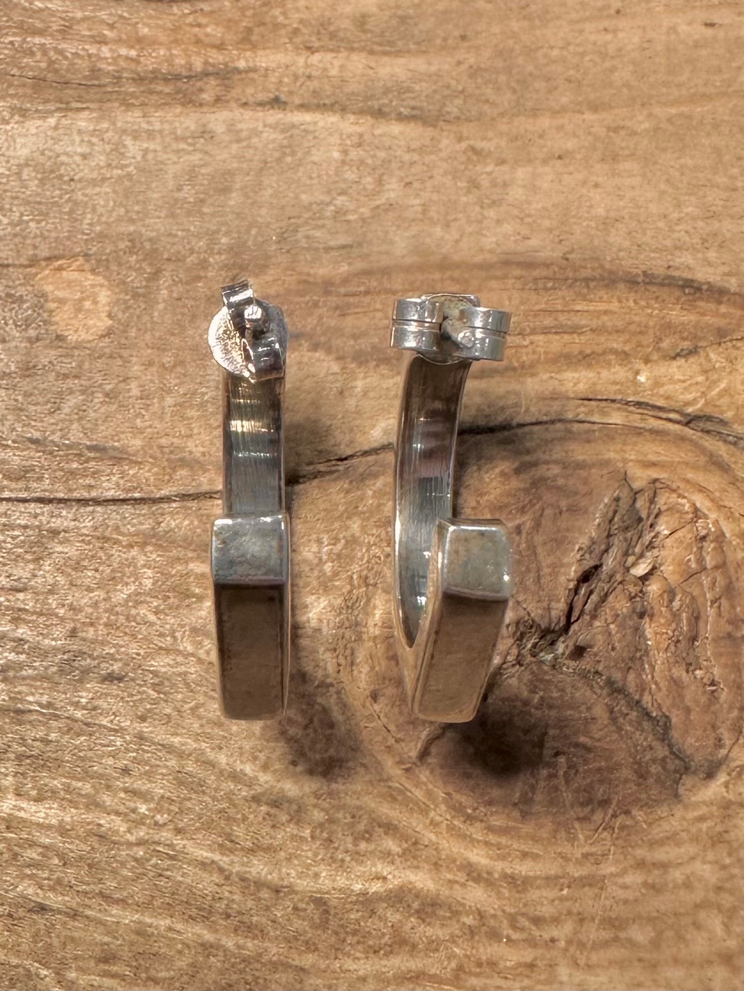 Vintage Geometric Hoops 925 Silver Earrings