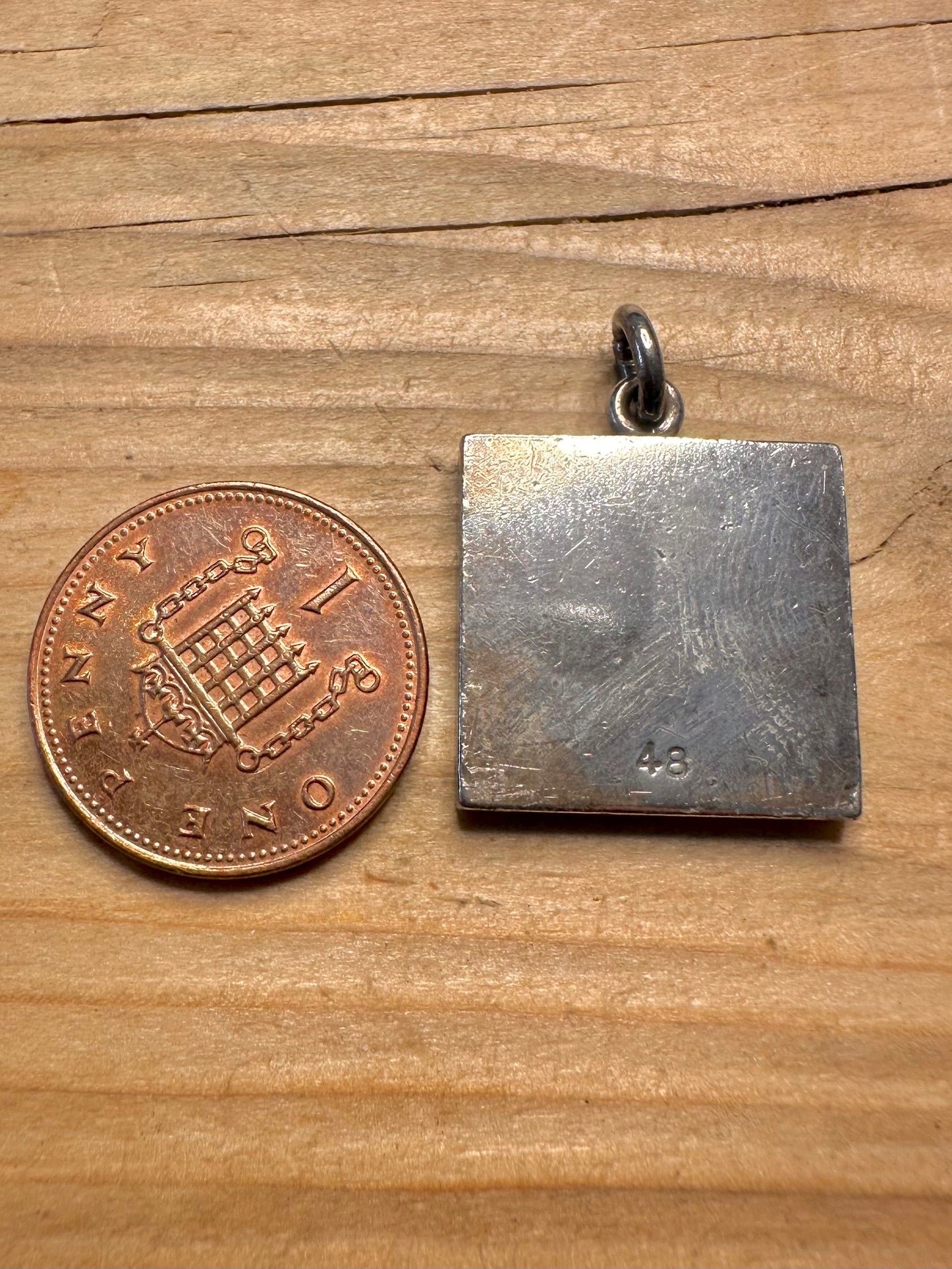 Vintage Jack Spencer Maker 1977 Square Ingot 925 Sterling Silver Pendant
