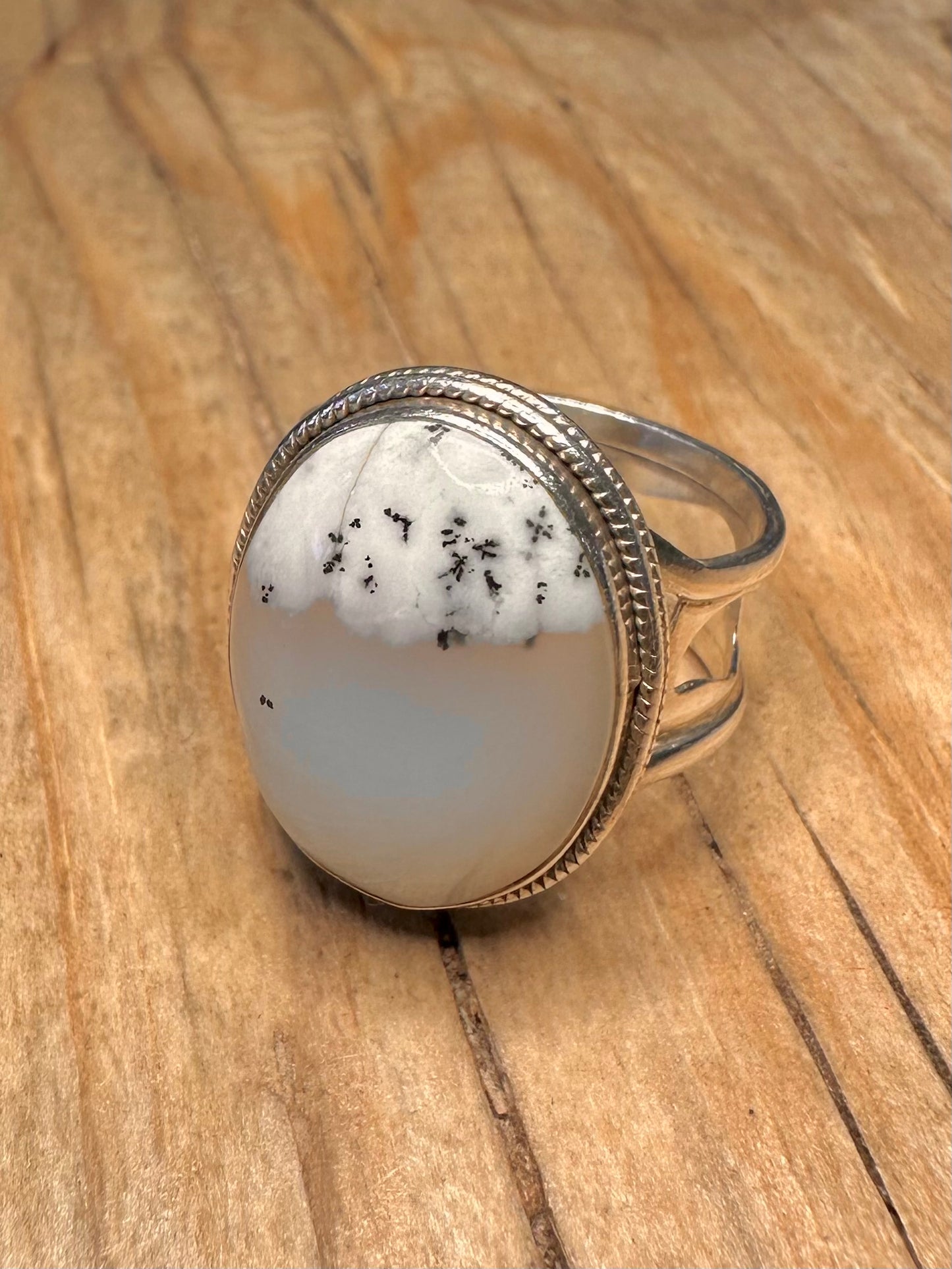 Abstract Dendritic Oval 925 Sterling Silver Size P1/2 Ring
