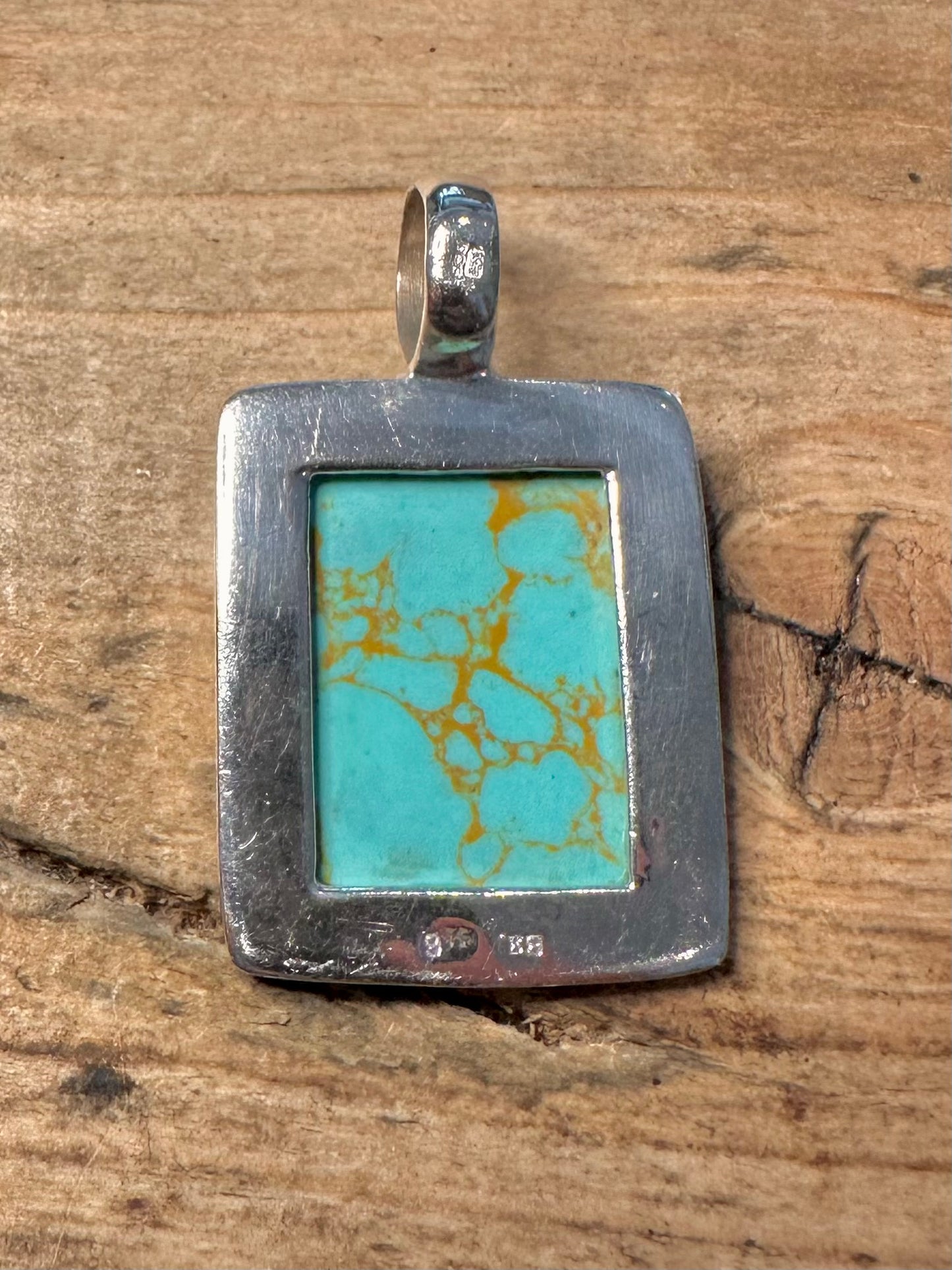 Vintage Howlite Rectangle 925 Silver Pendant