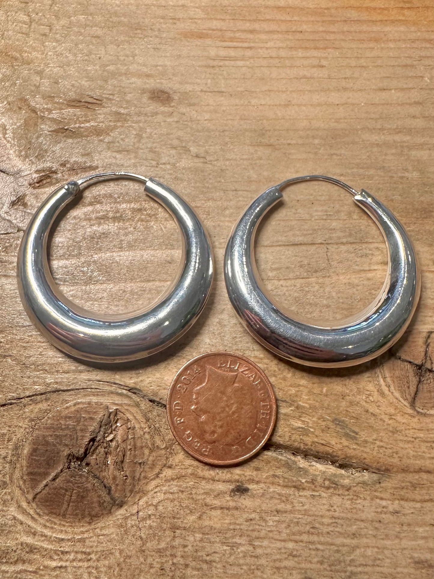 Modernist Chunky Hoops 925 Silver Earrings