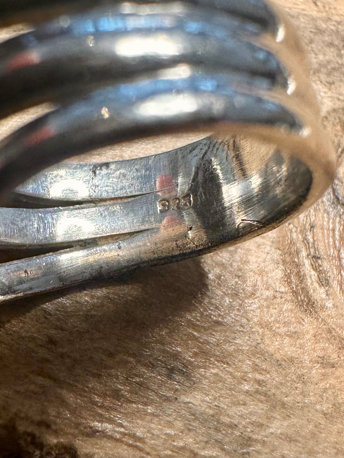 Vintage Elongated Red Agate 925 Silver Size M Ring