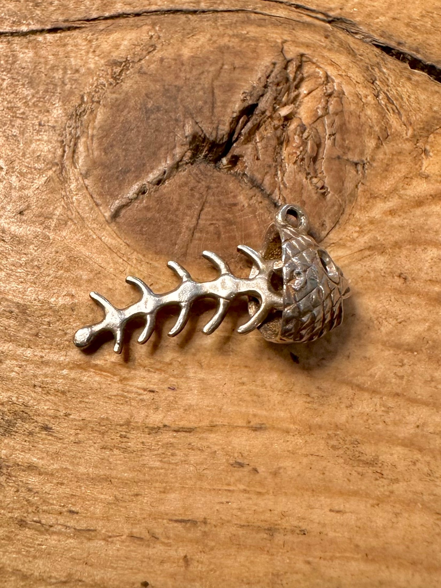 Vintage Fish Bones 925 Silver Charm Pendant