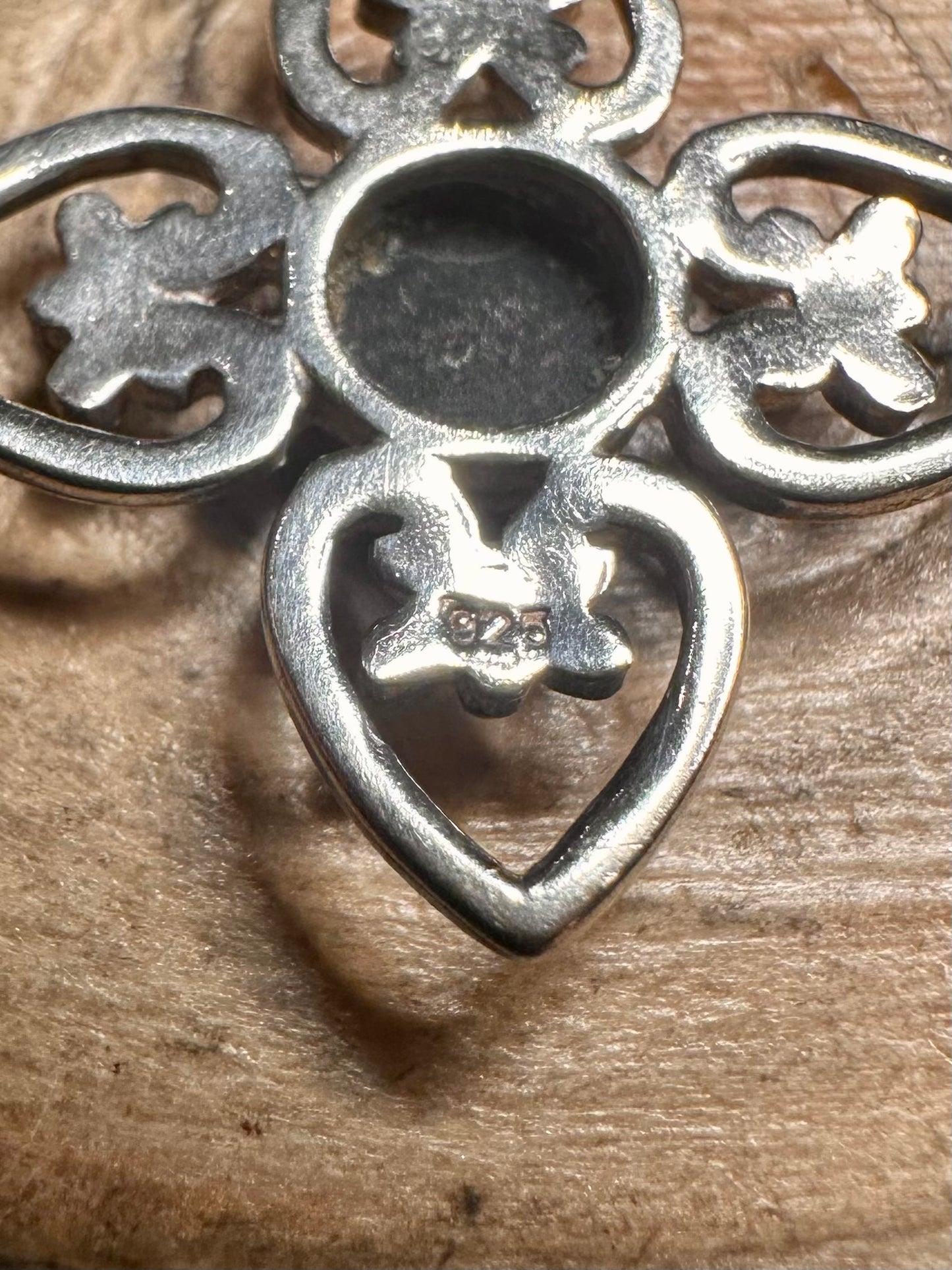 Vintage Cross Black Stone 925 Silver Pendant