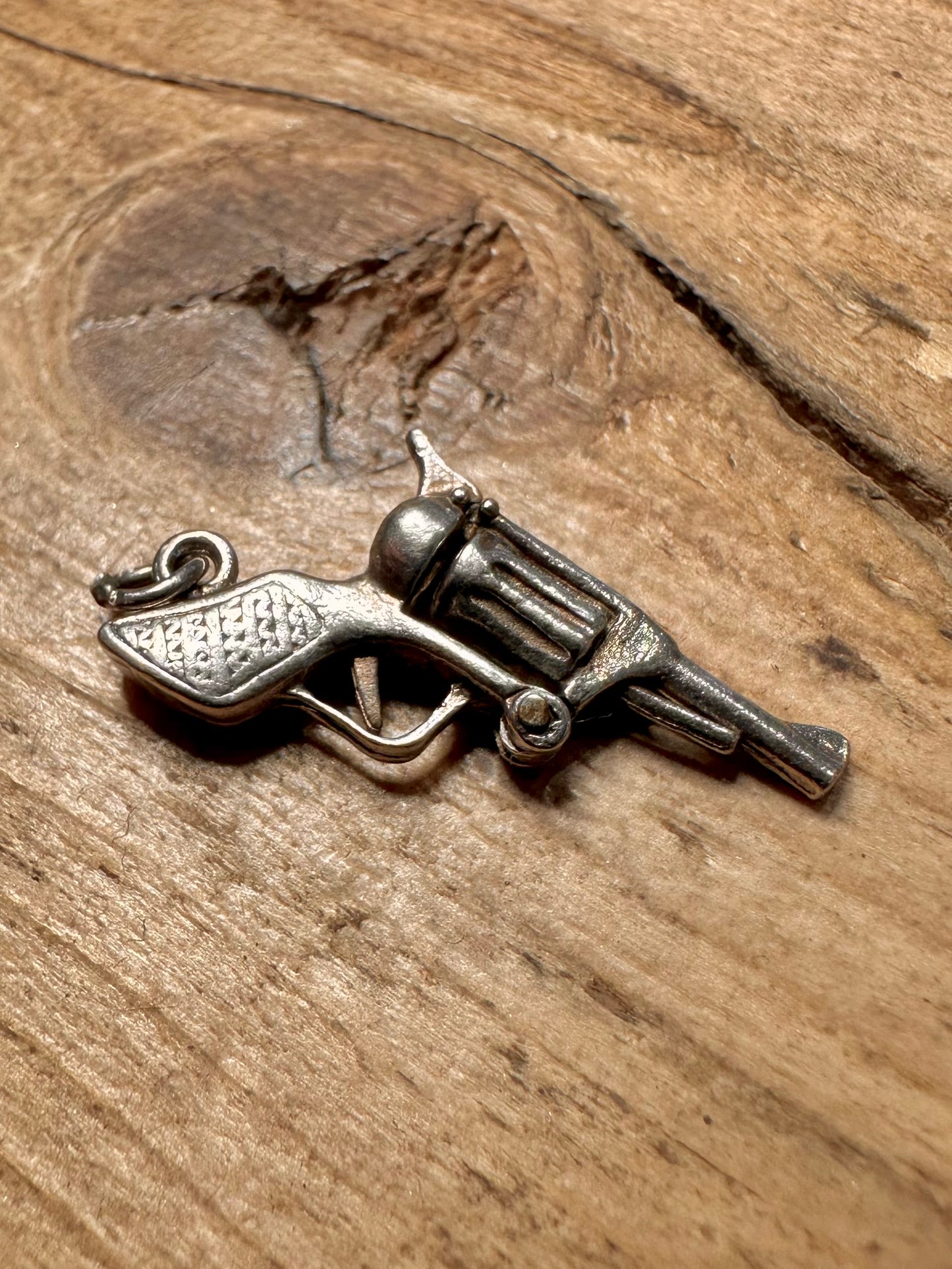Vintage Articulated Revolver 925 Silver Charm Pendant