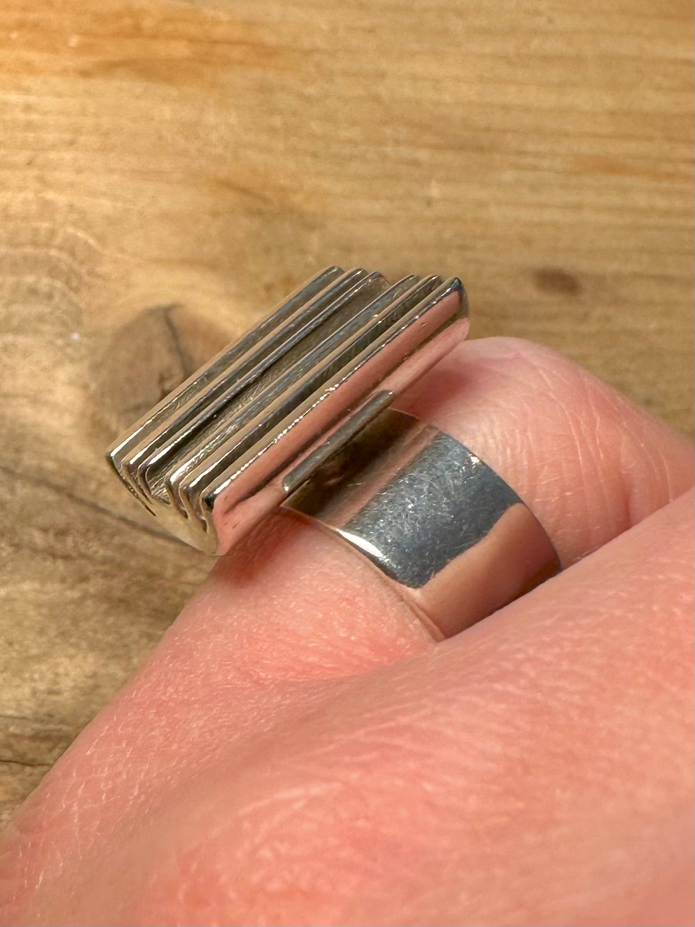 Vintage Abstract Chunky Maker CD 925 Silver Size L1/2 Ring