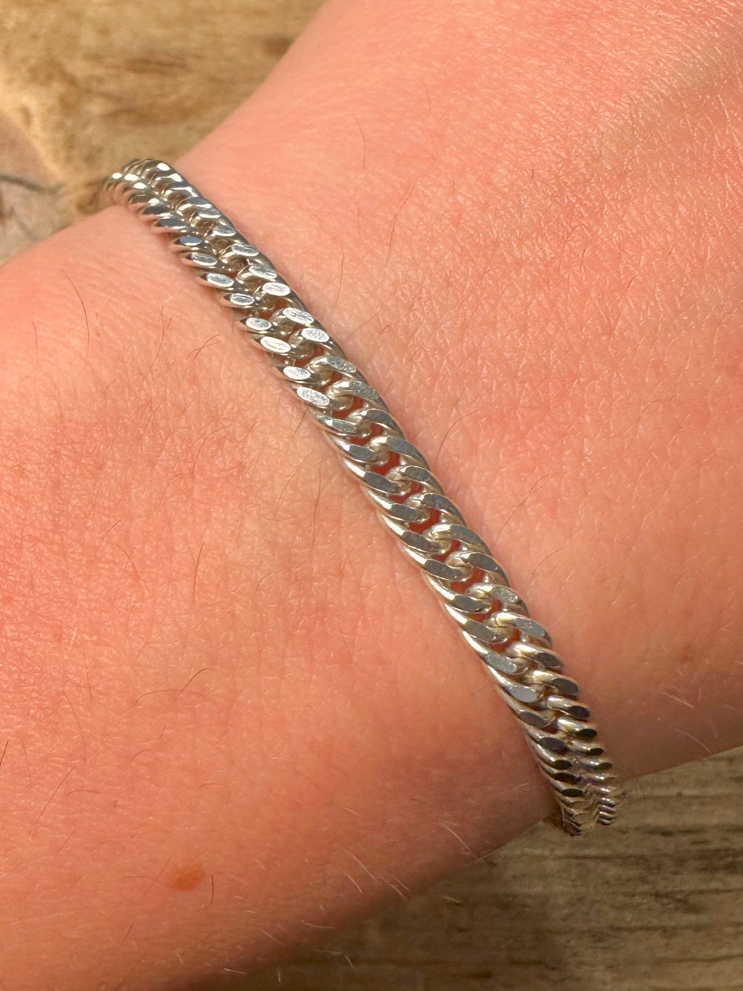 Vintage 1996 Double Link Curb Chain 925 Silver 7.6 inch Bracelet
