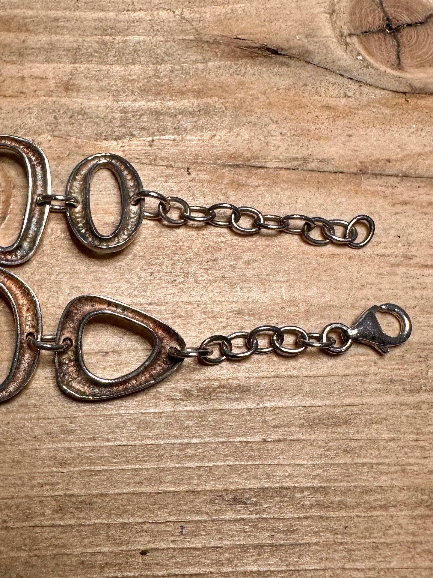 Abstract Oval Link 925 Silver 7.2 to 8.3 inch Bracelet