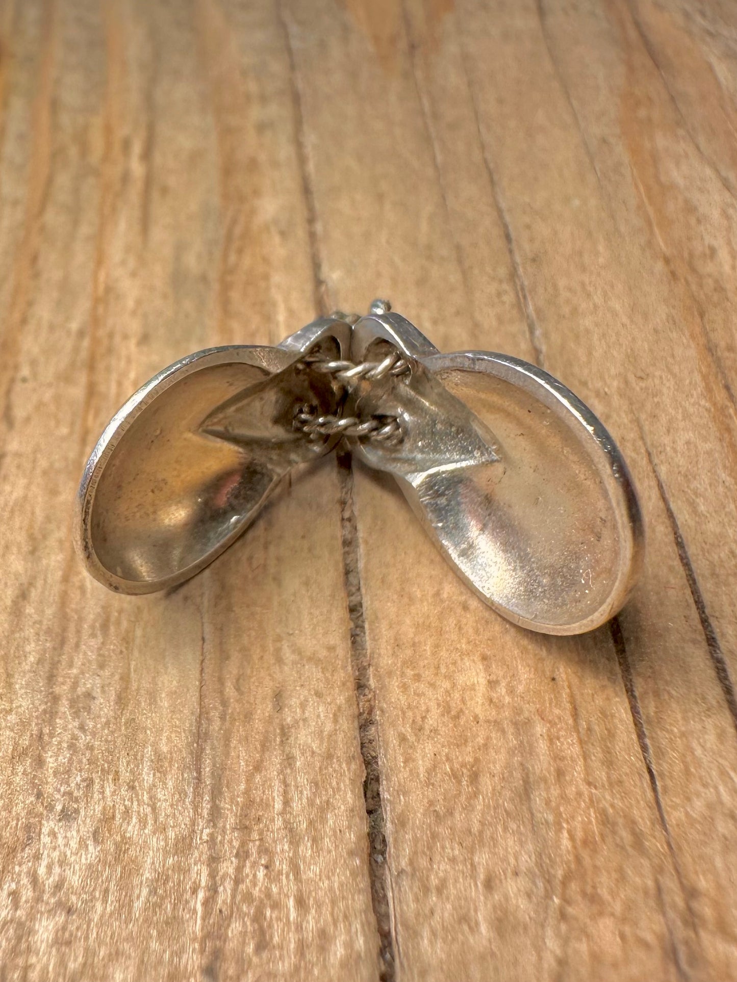 Vintage Kastagnetten 925 Sterling Silber Anhänger