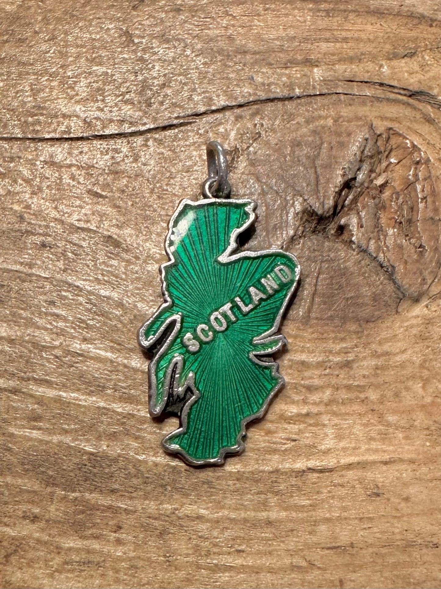 Vintage Scotland Green Enamel 925 Silver Charm Pendant