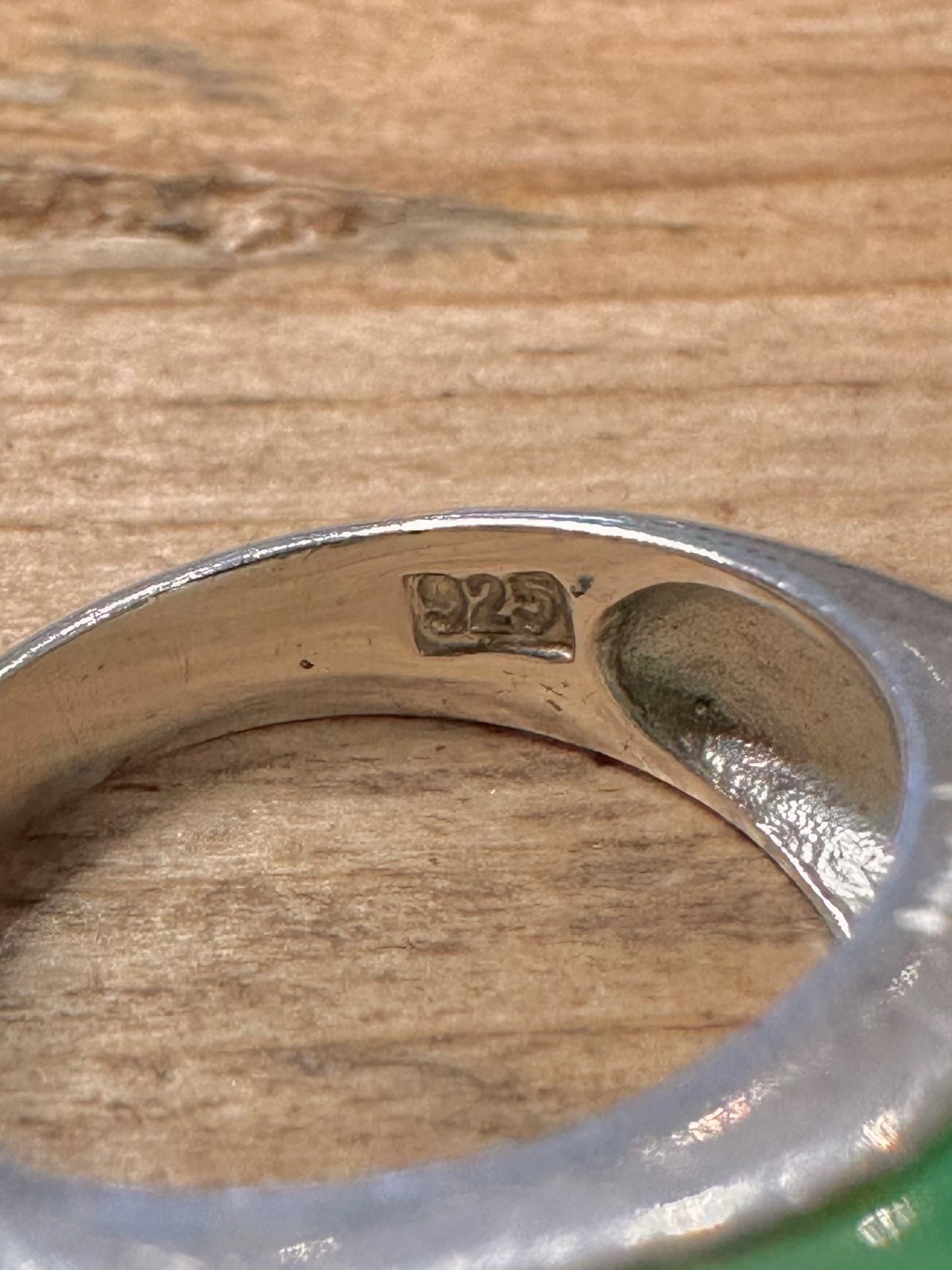 Modernist Jade Green 925 Silver Size L Ring