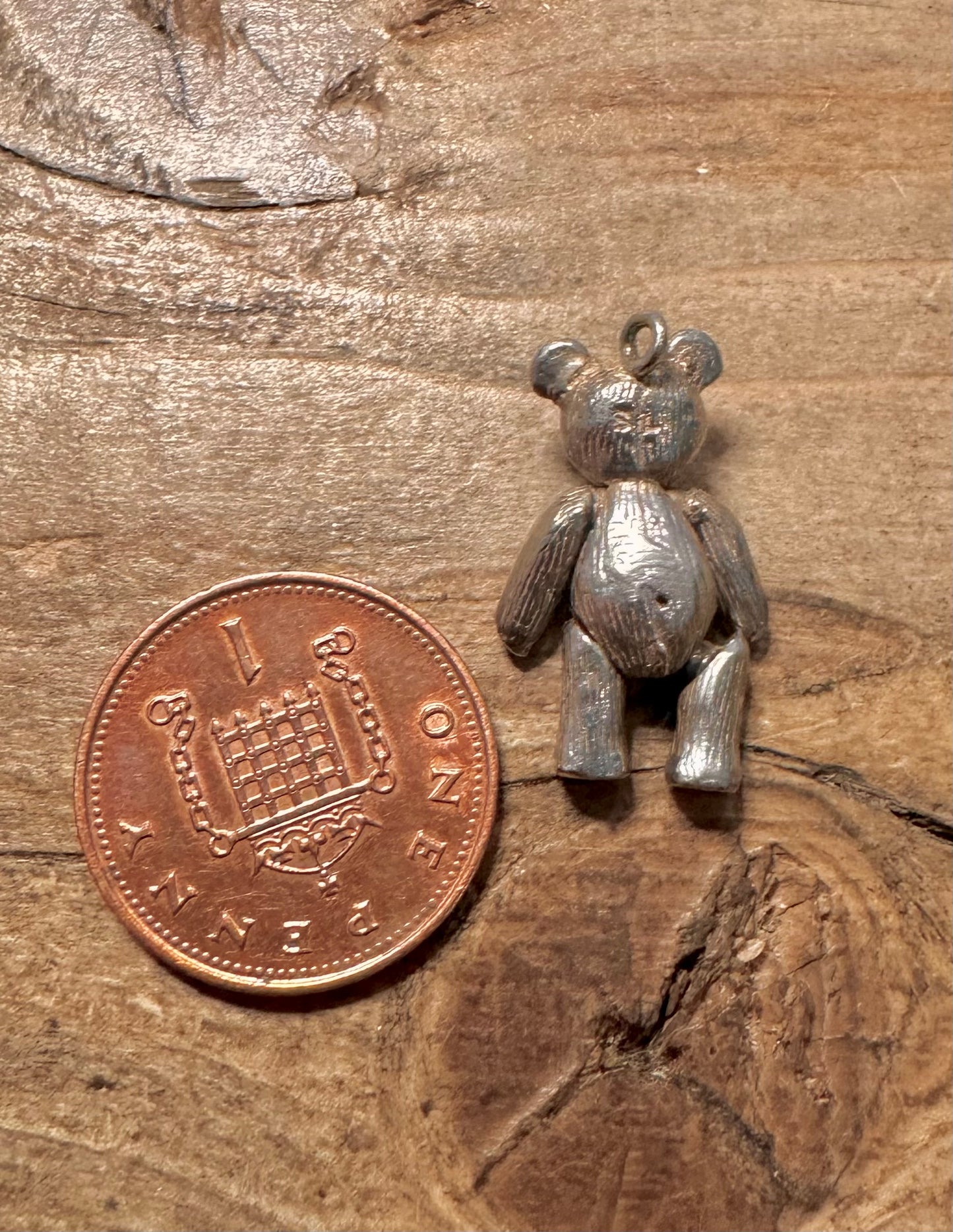 Vintage Teddy Bear Articulated 925 Silver Charm Pendant