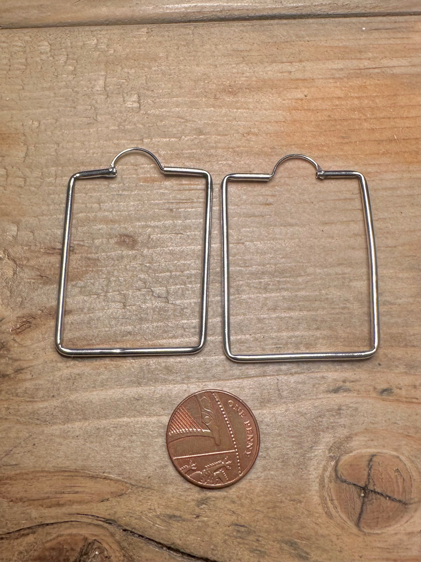 Vintage Large Square Hoops 925 Silver Earrings
