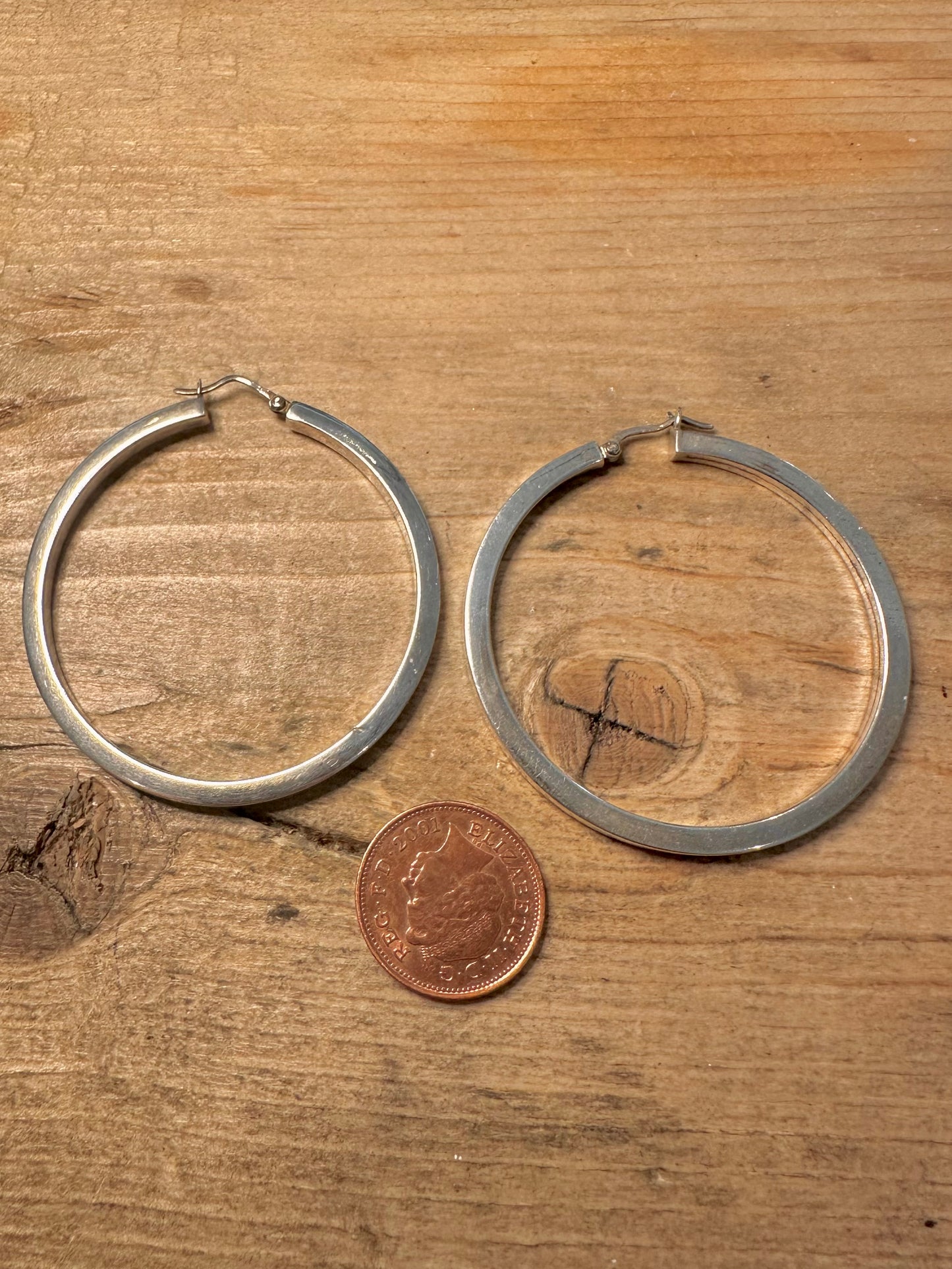 Vintage Chunky Large Hoops 925 Silver Earrings